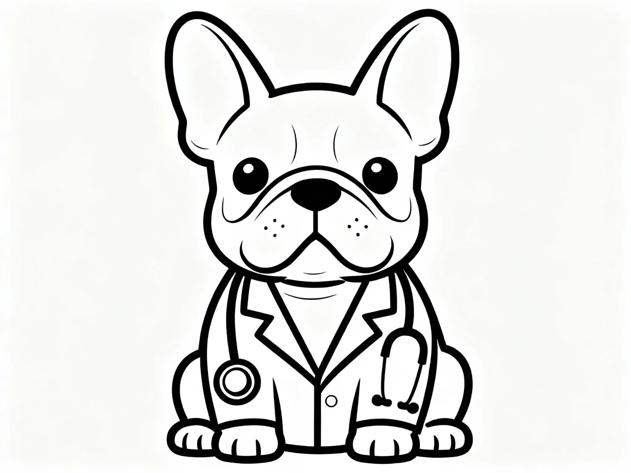 Bulldog in Doctor's Outfit