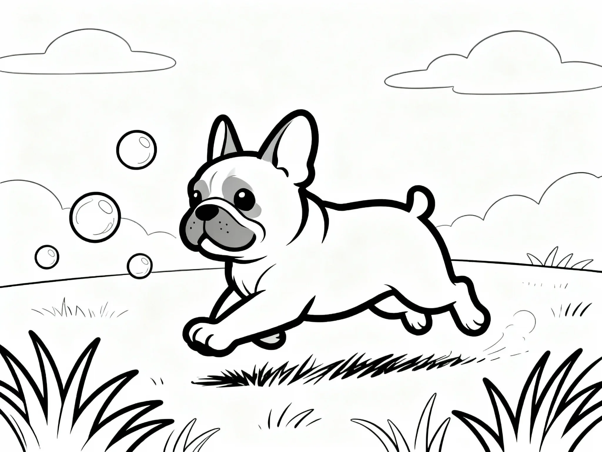 Bulldog with Soap Bubbles