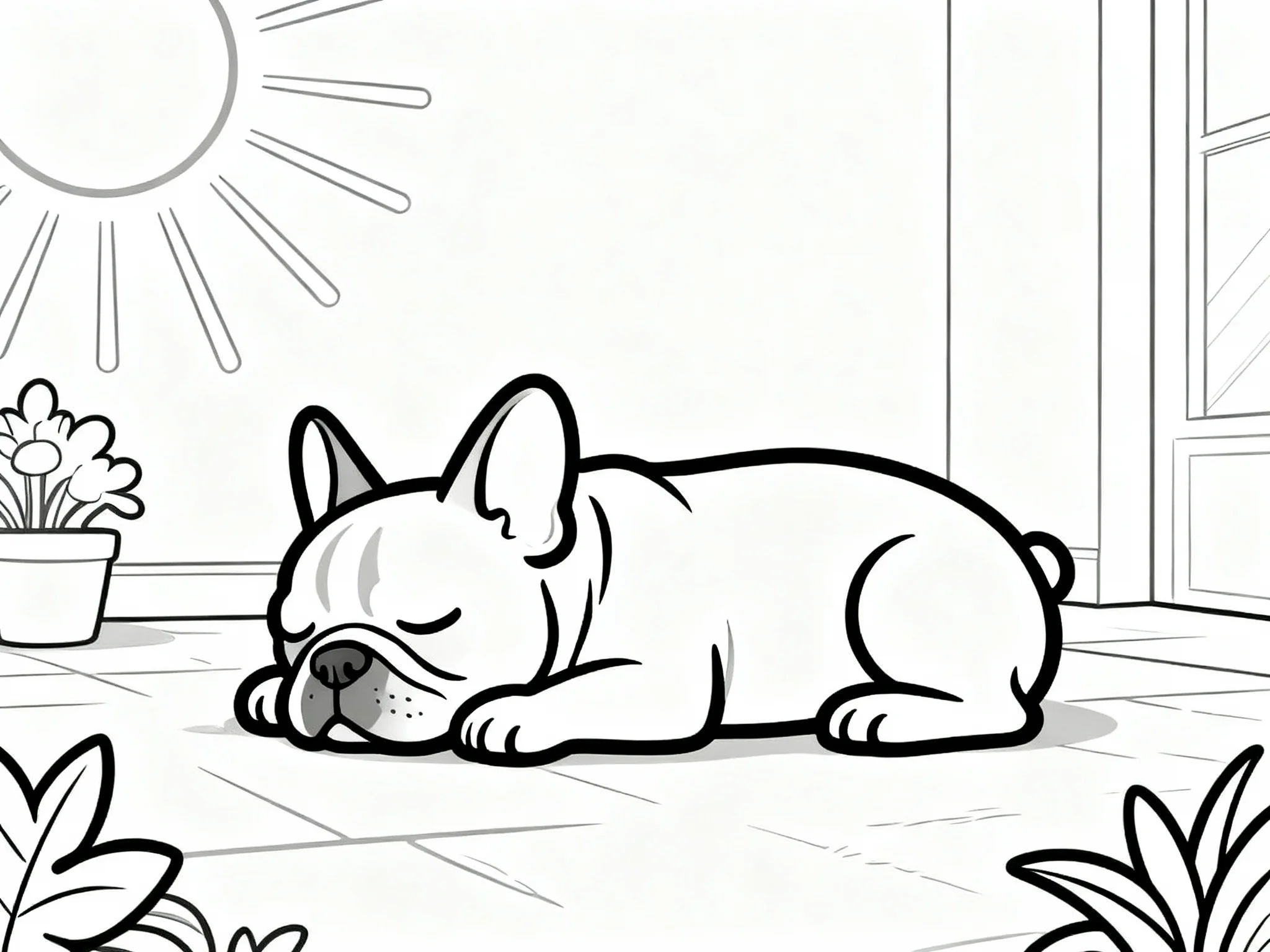 Bulldog Napping in Sunshine