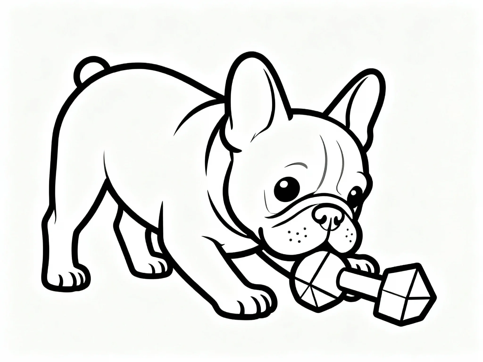 Bulldog with Colorful Toy