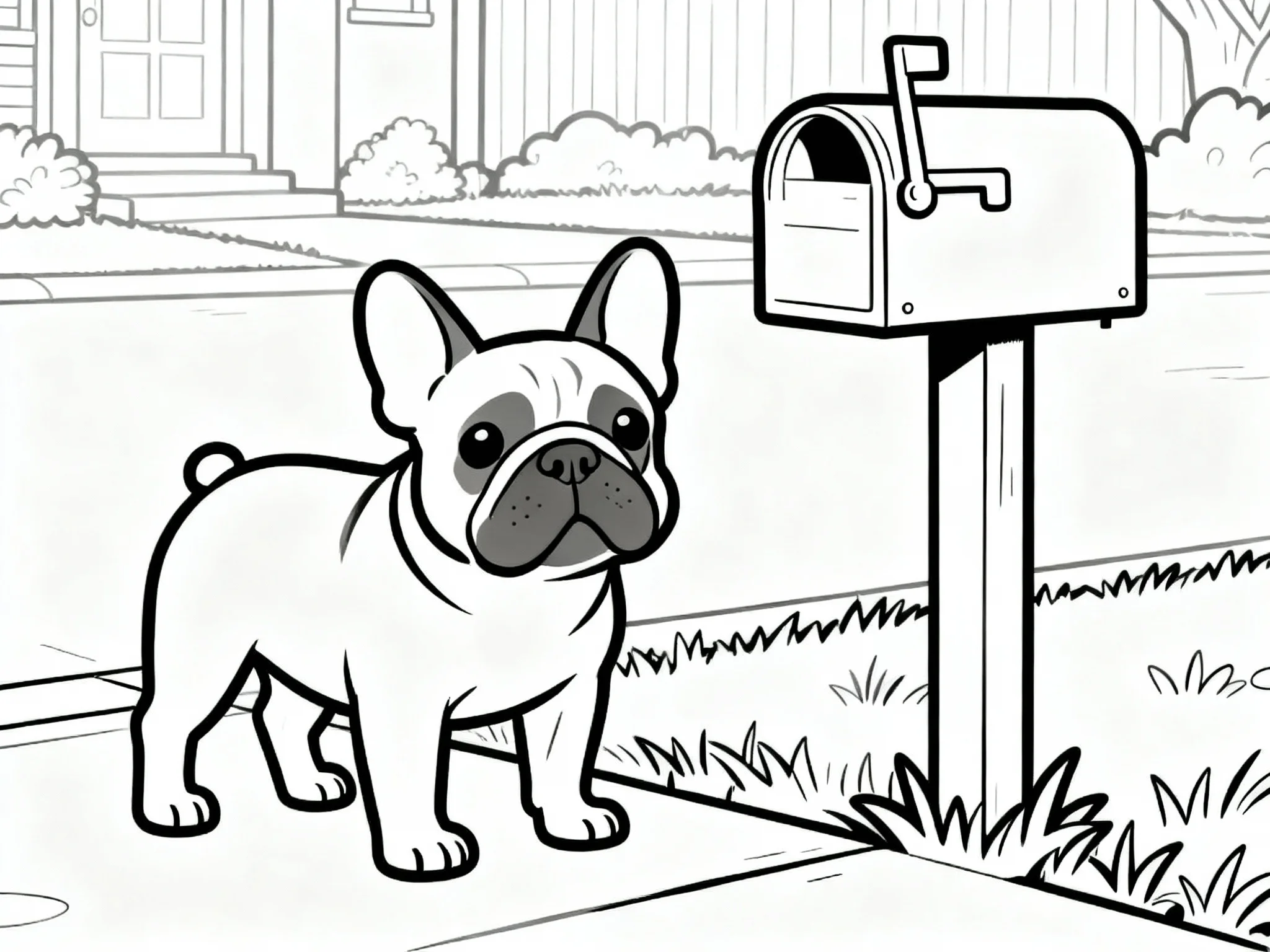 Bulldog at Mailbox