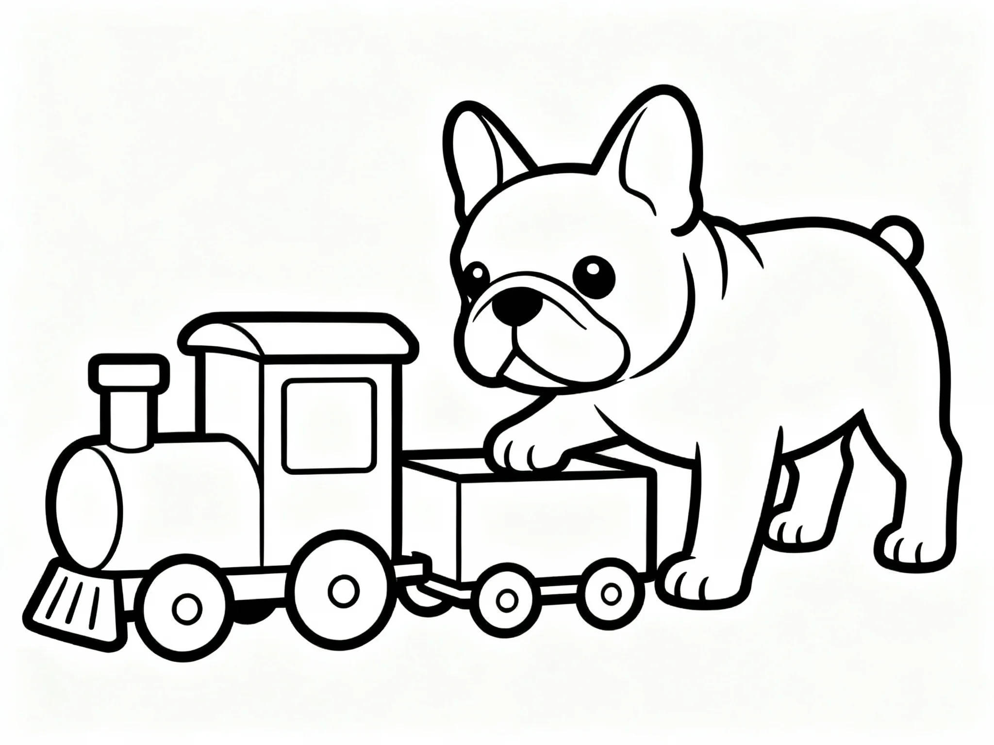 Bulldog with Toy Train