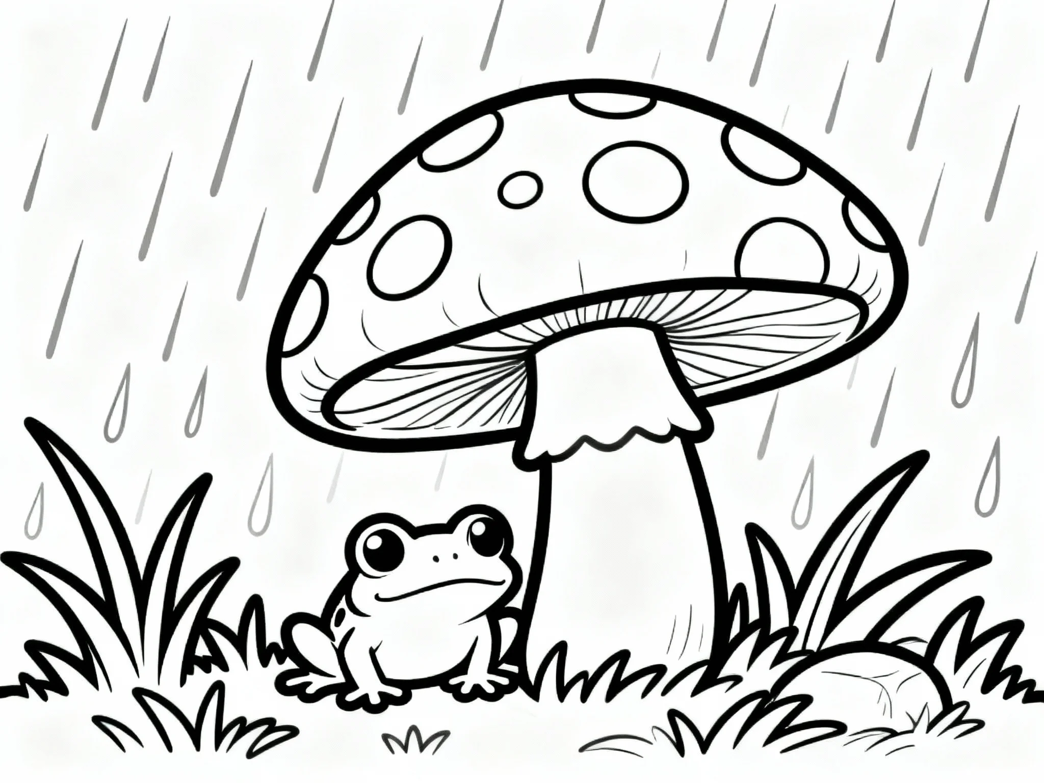 Frog Under a Mushroom