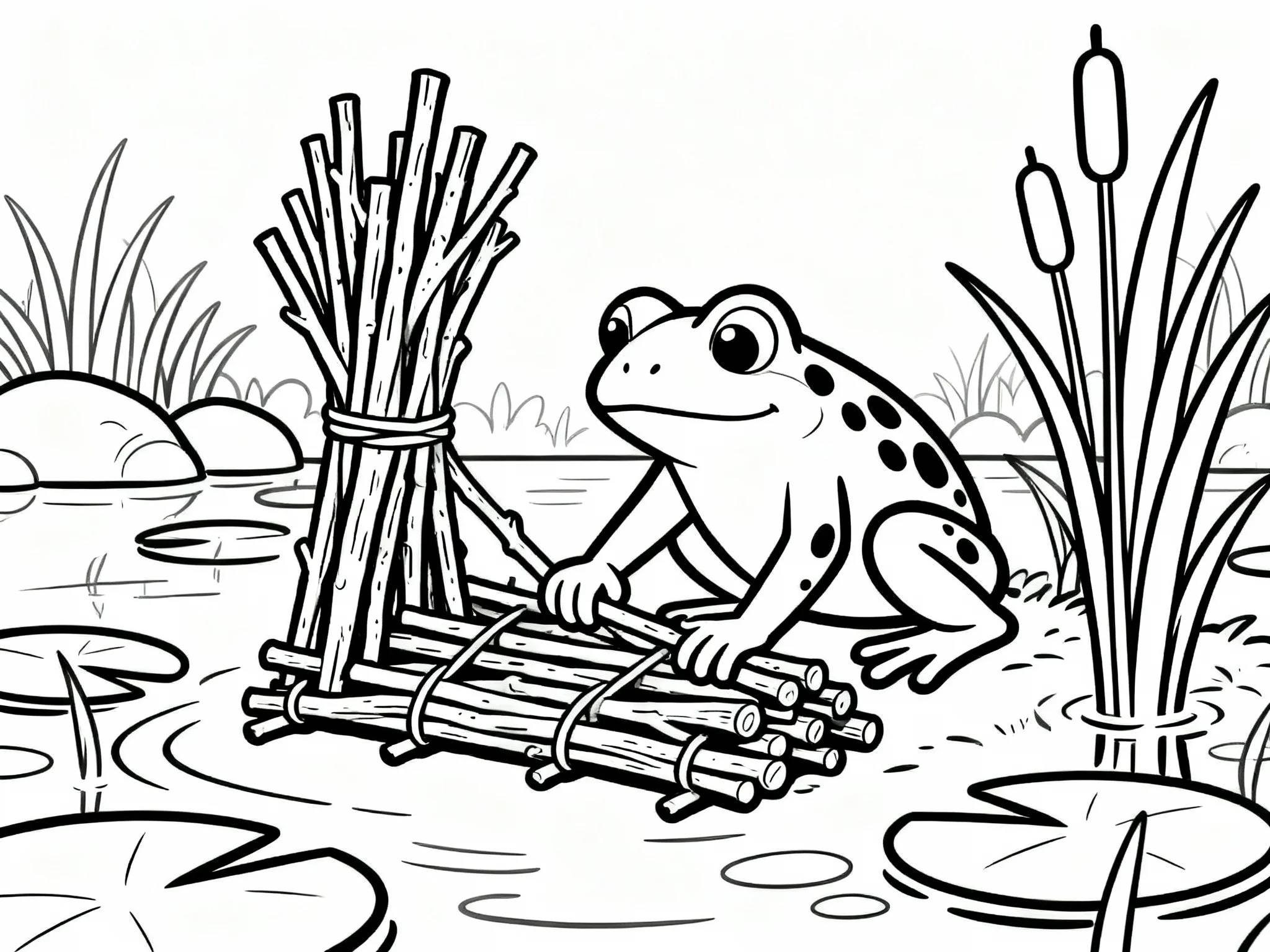 Frog Building a Nest