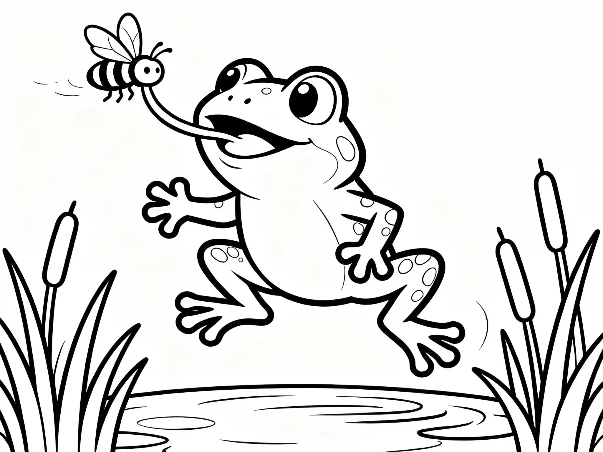 Frog Catching a Fly