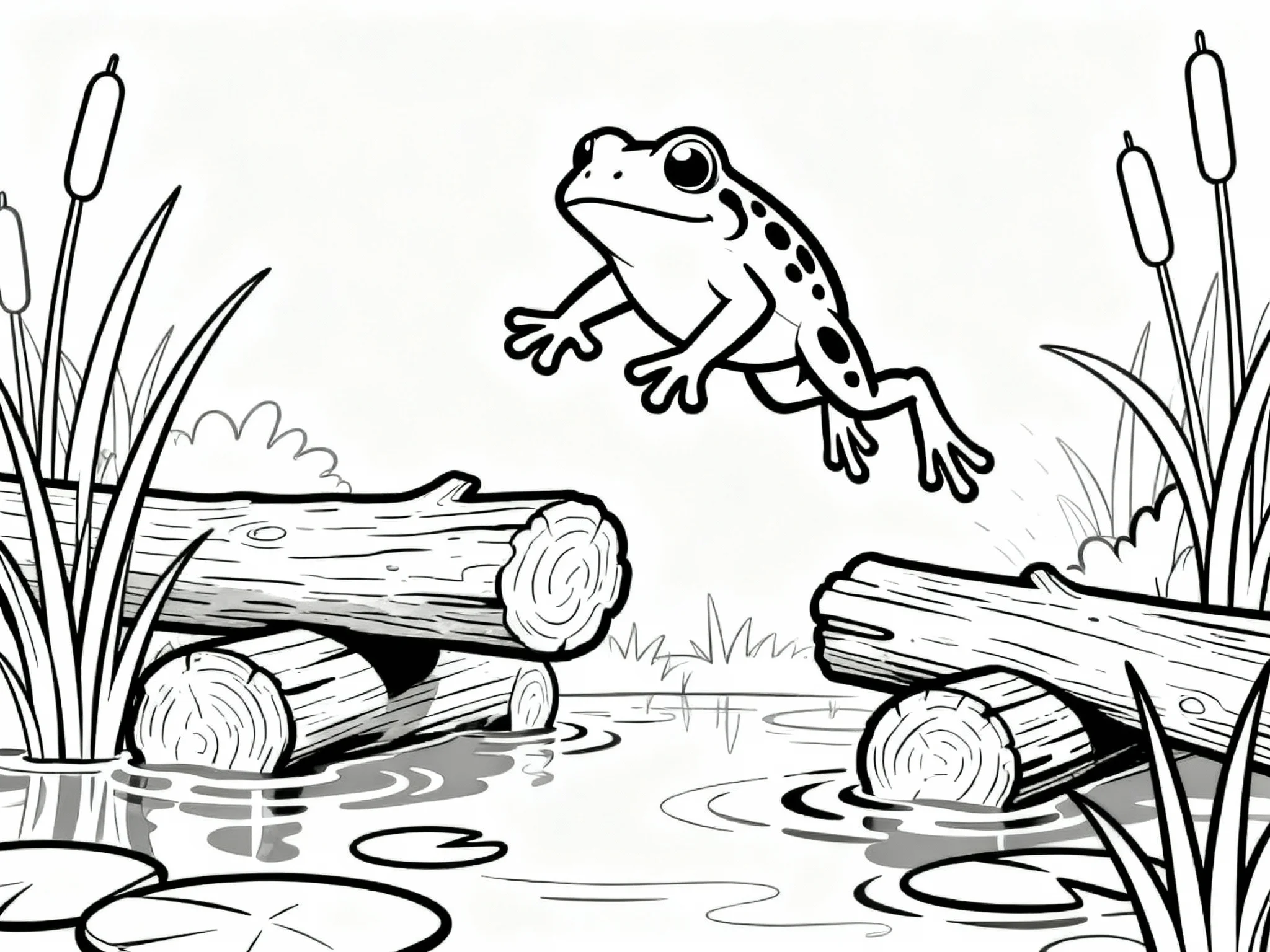 Frog Jumping Over Logs
