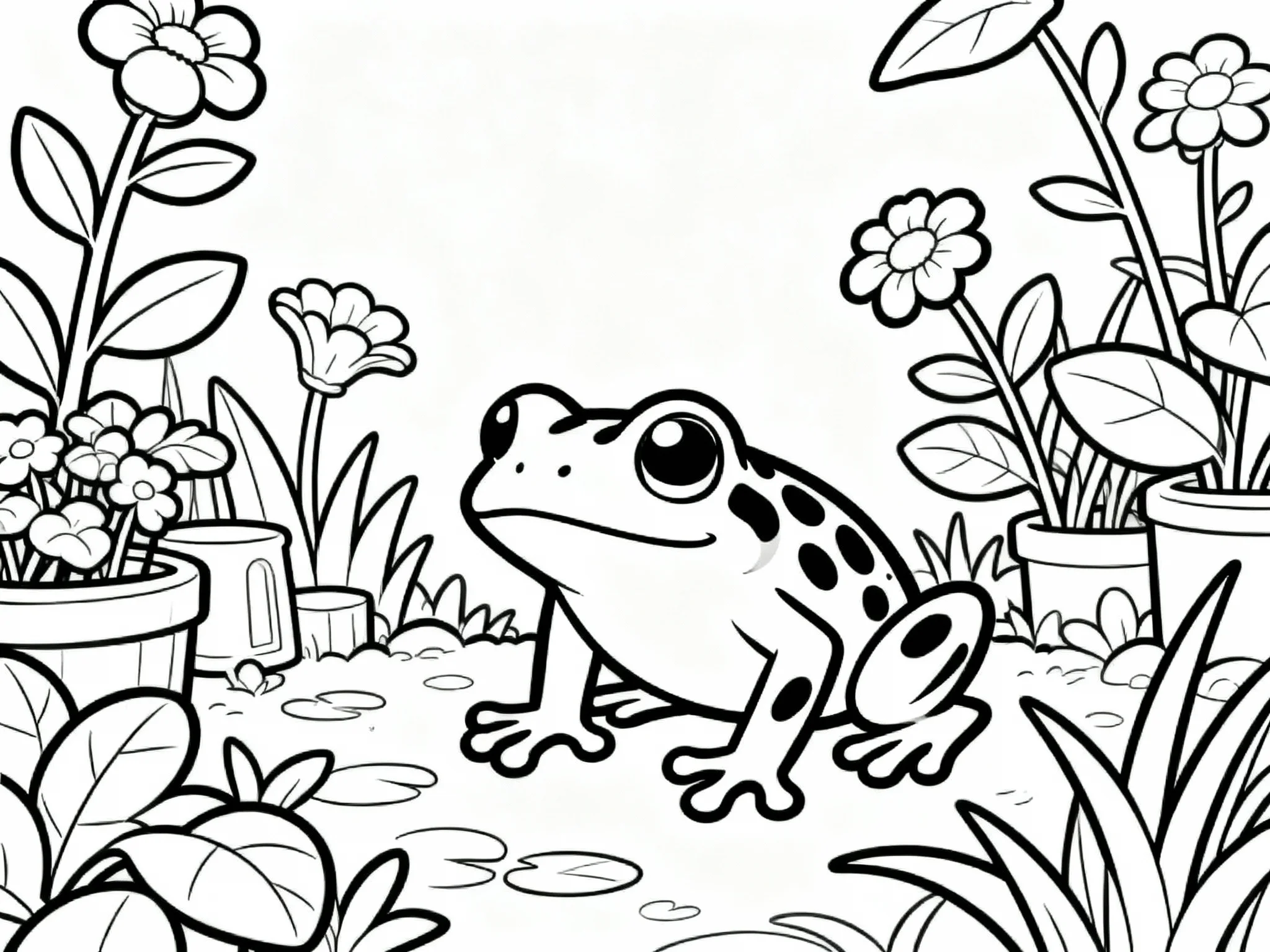 Frog Exploring a Garden