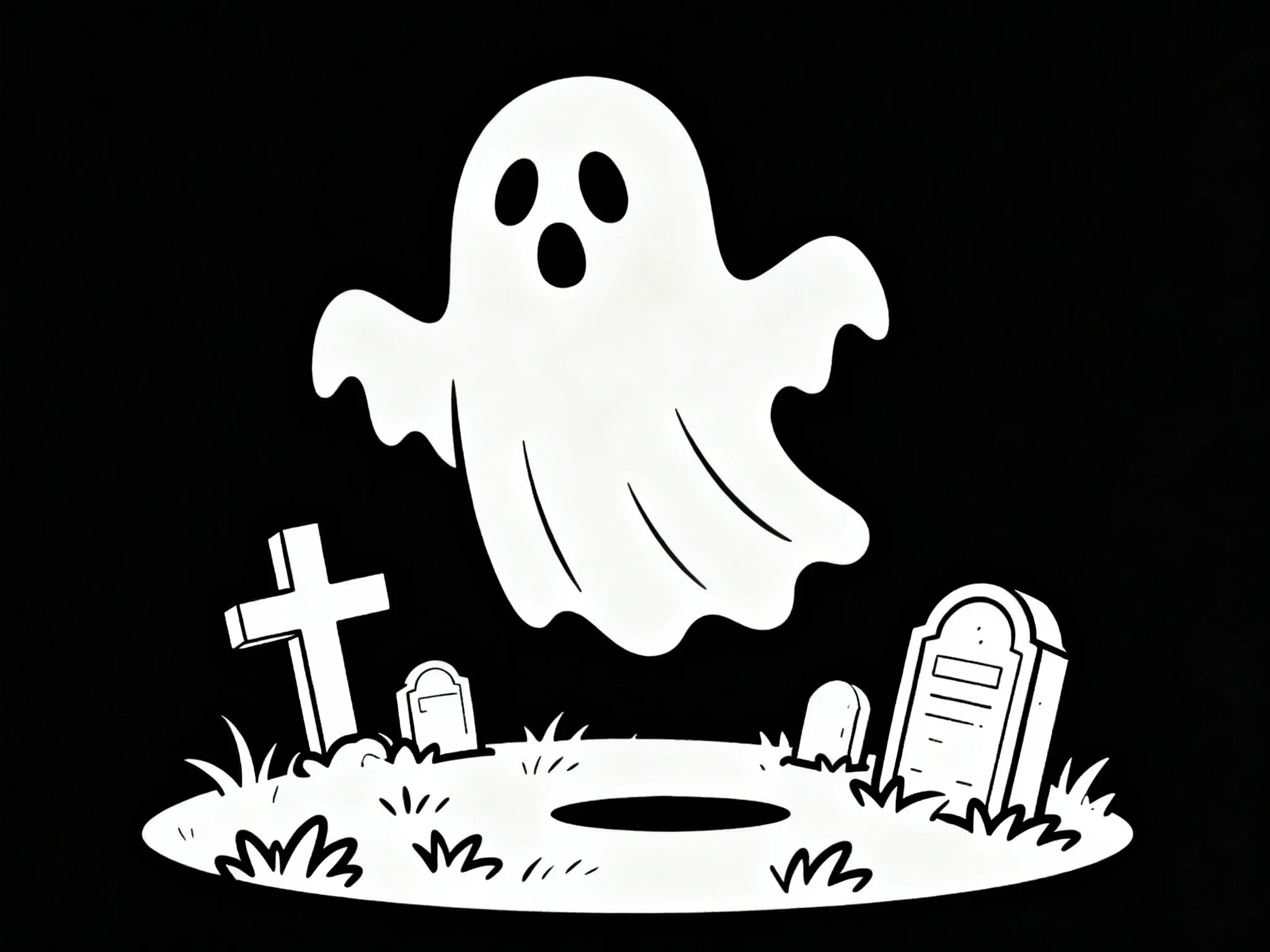 Ghost with Tombstones and Cross