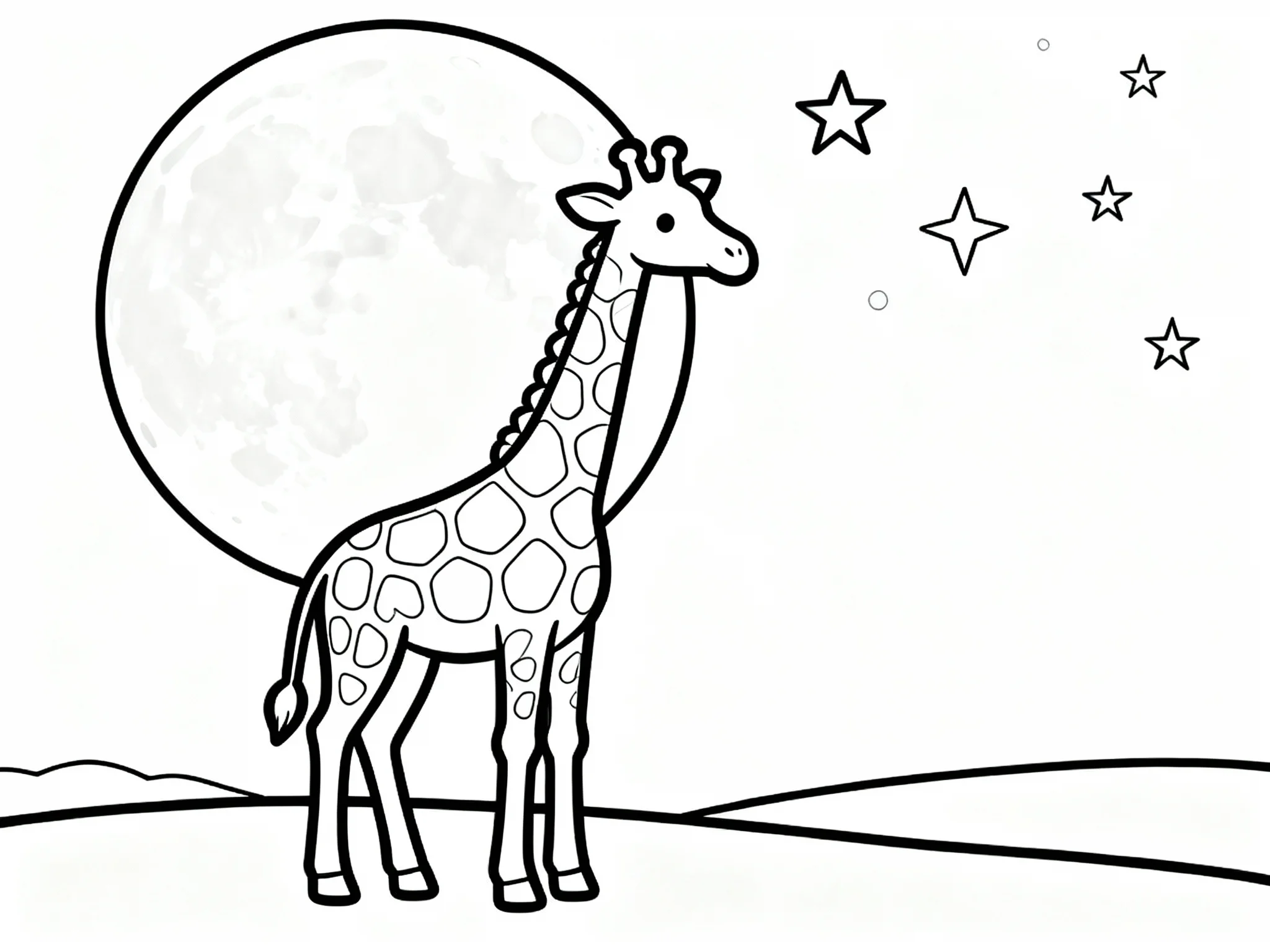 Giraffe Under Moon