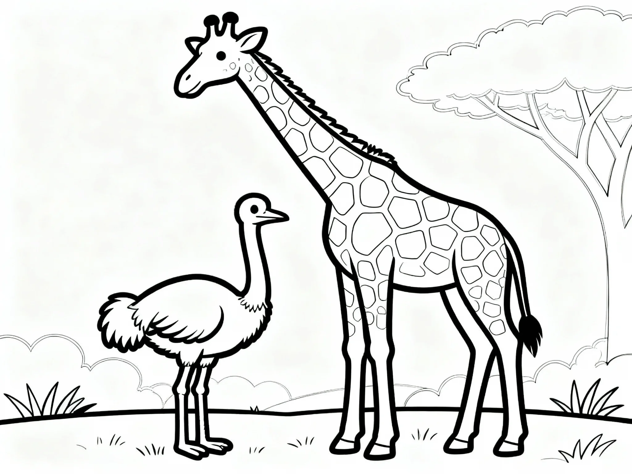 Giraffe and Ostrich
