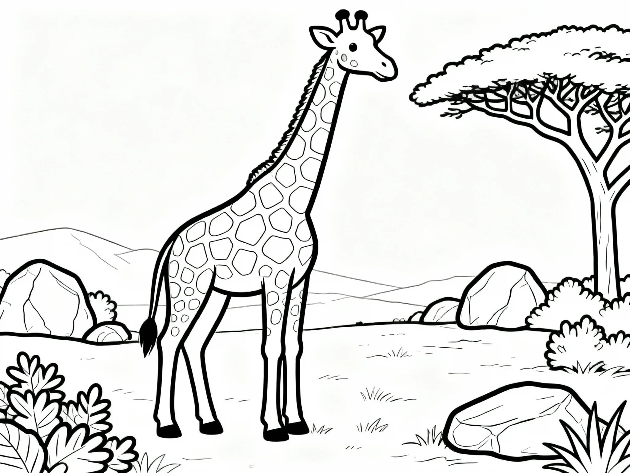 Giraffe in Savanna Scene
