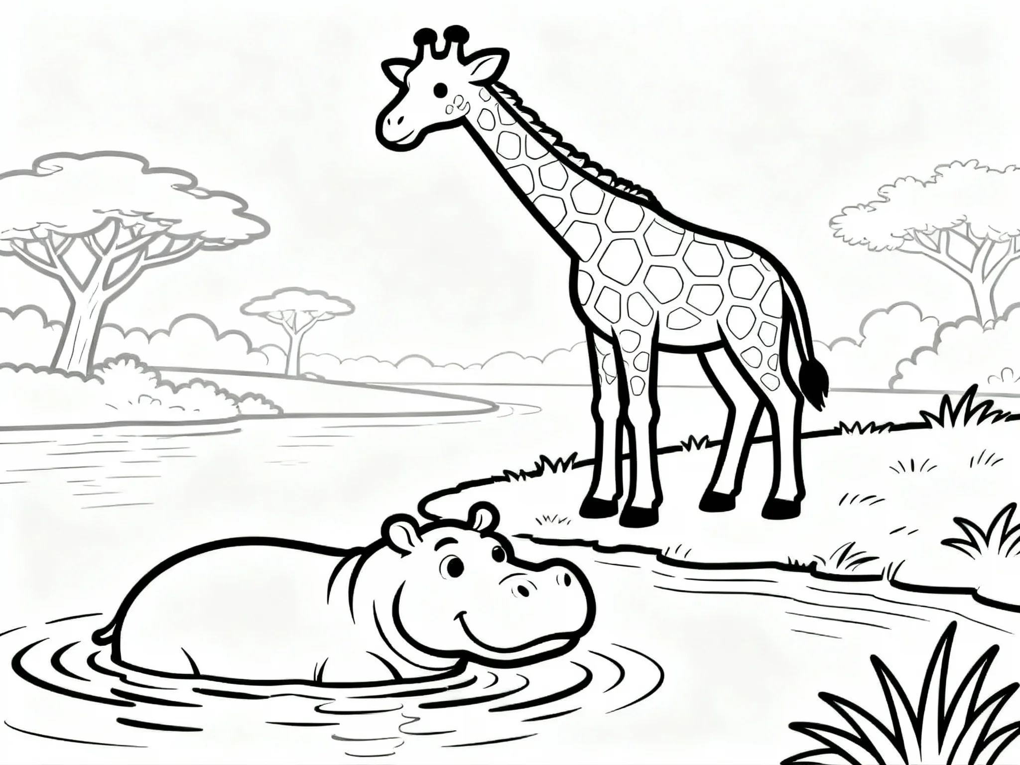 Giraffe and Hippo