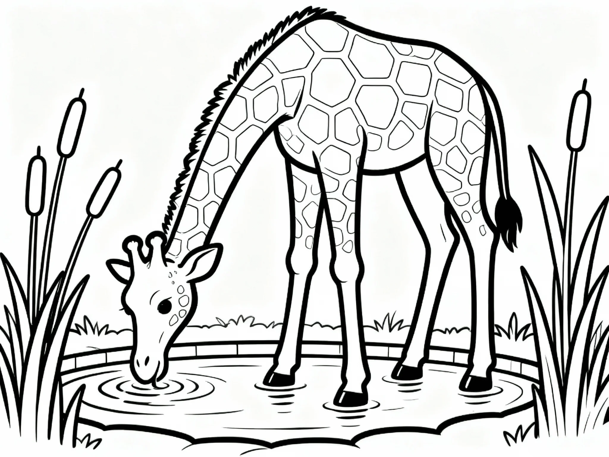 Giraffe by a Watering Hole