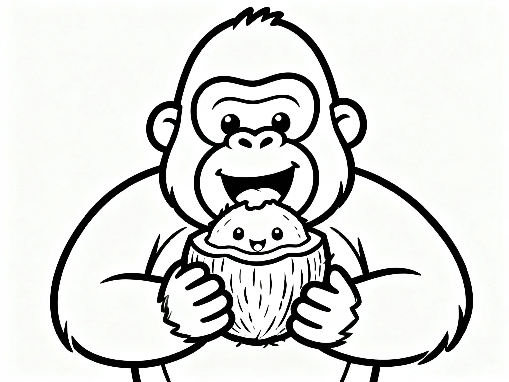 Gorilla Eating Coconut