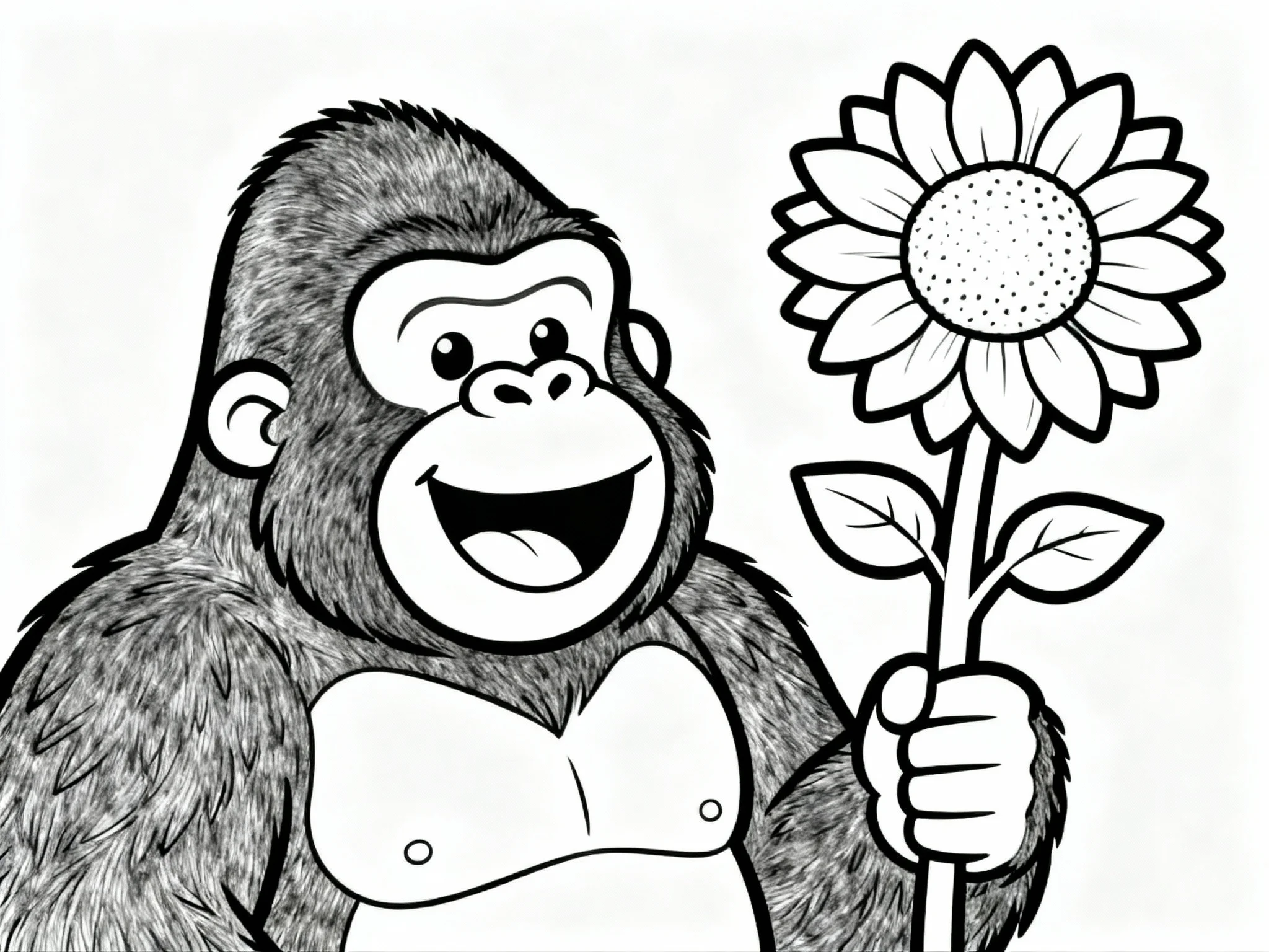 Gorilla with Sunflower