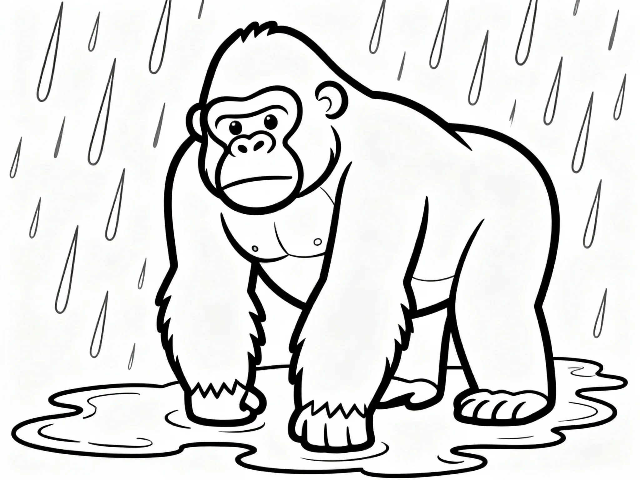 Gorilla in Rainstorm