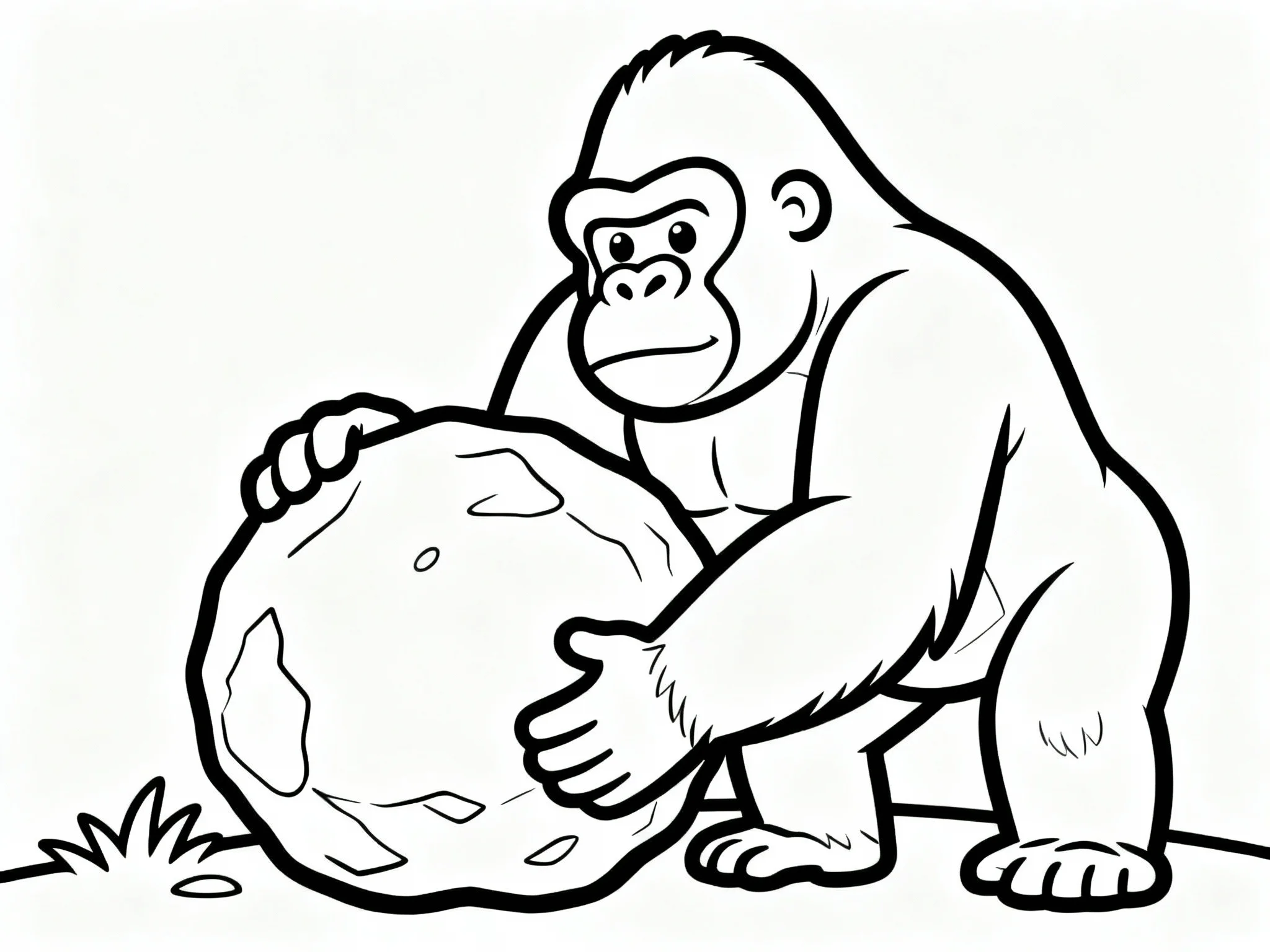 Gorilla Holding Rock