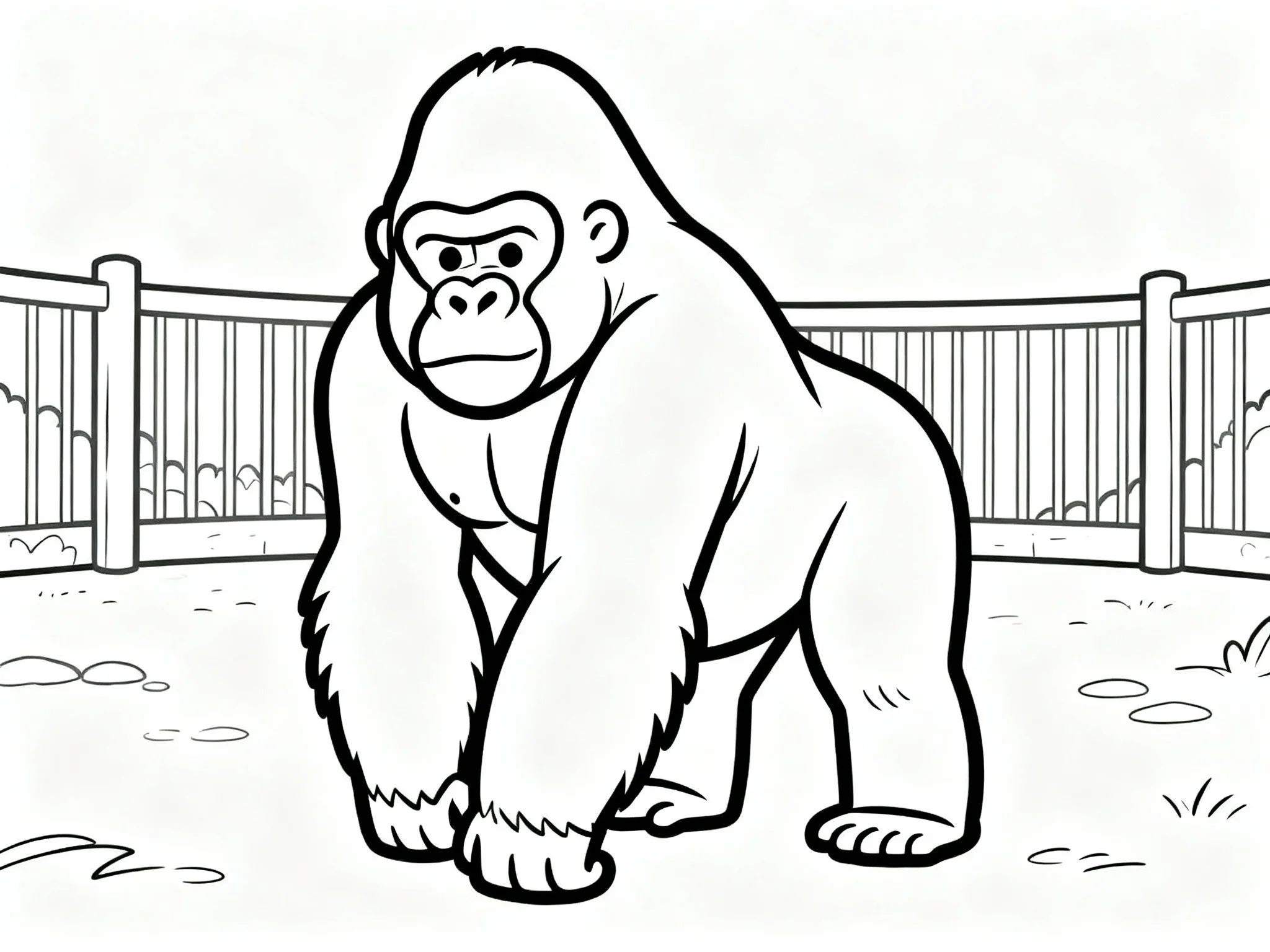 Gorilla in Zoo Enclosure