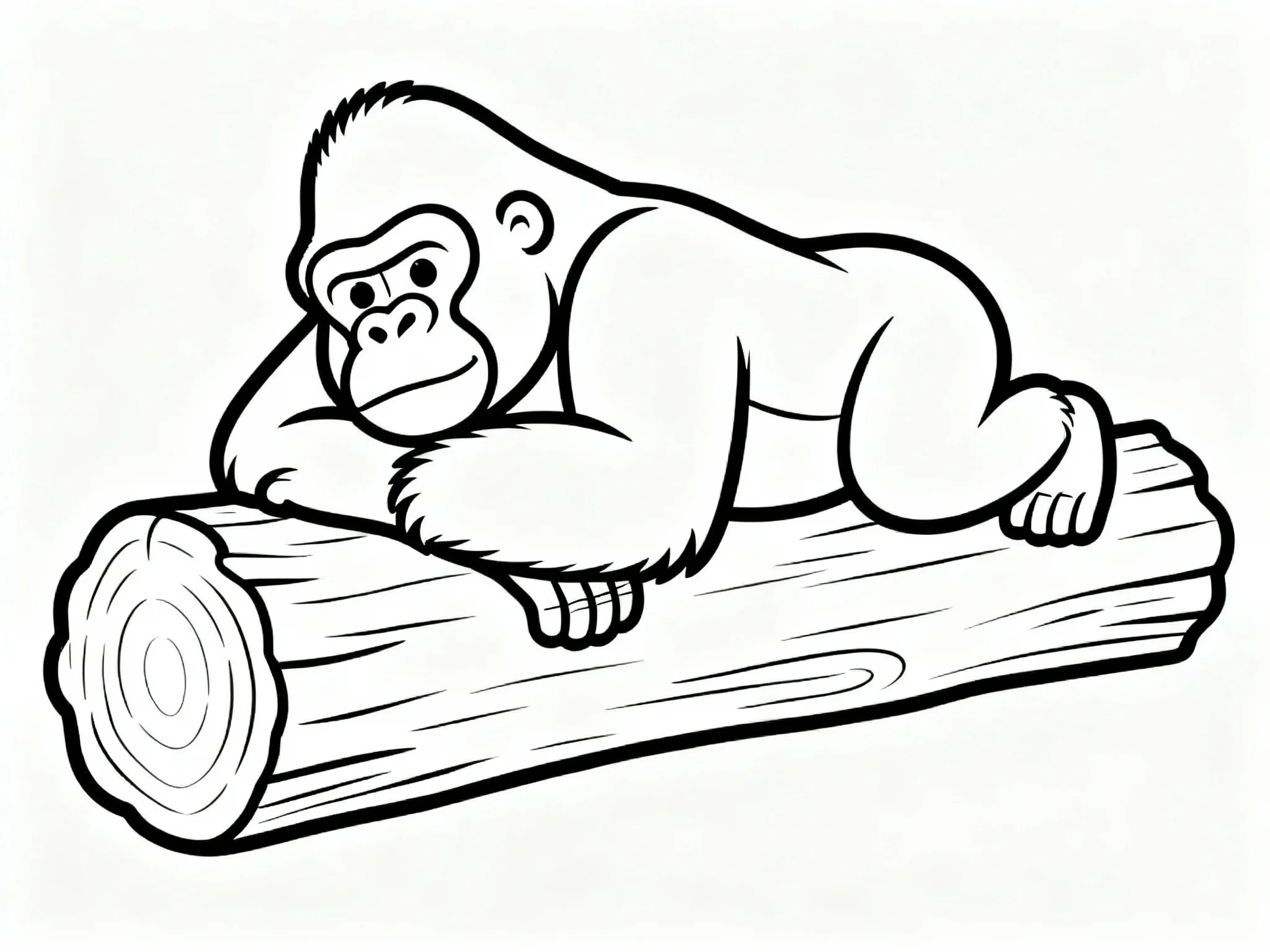 Gorilla Resting on Log