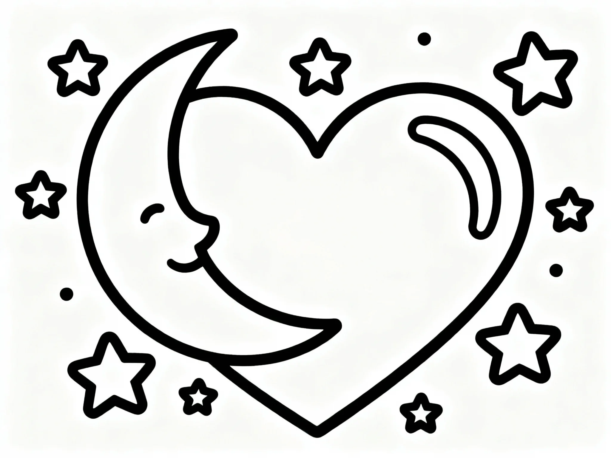 Heart with Moon and Stars