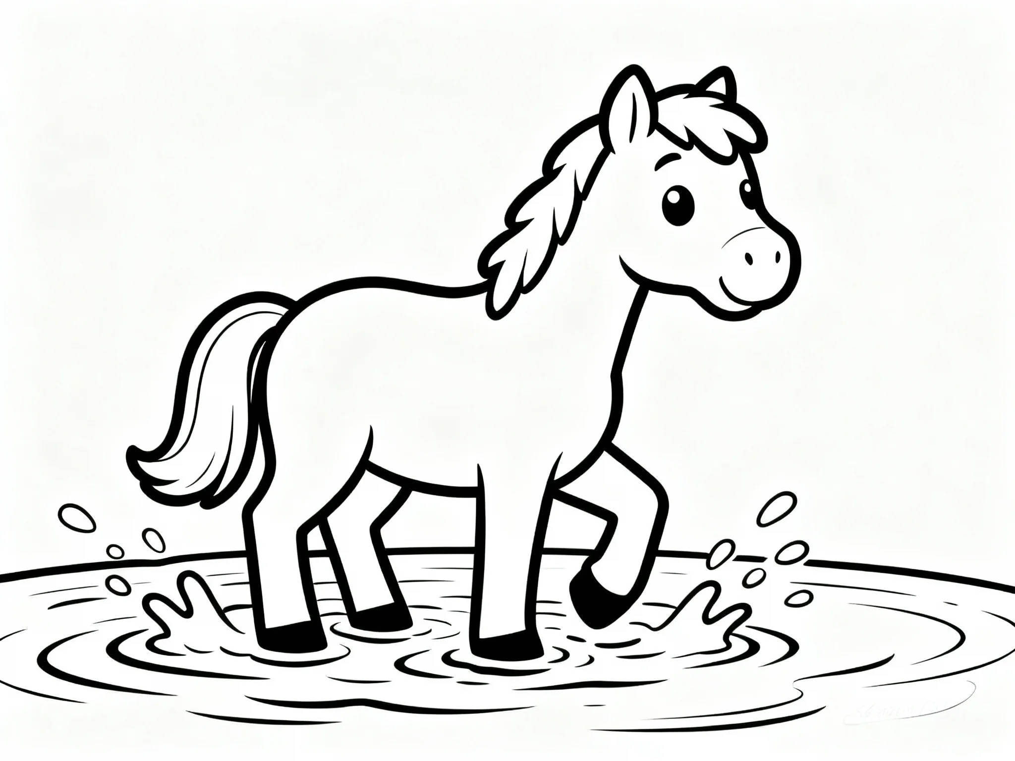 Horse Splashing in Water