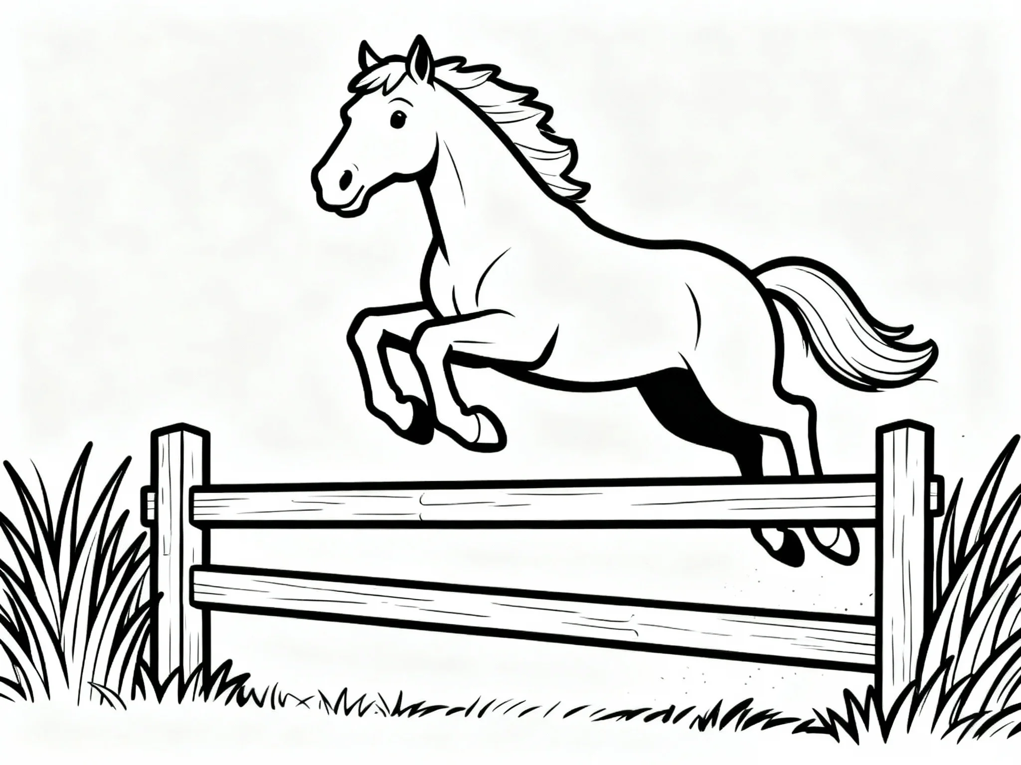 Horse Jumping Over a Fence