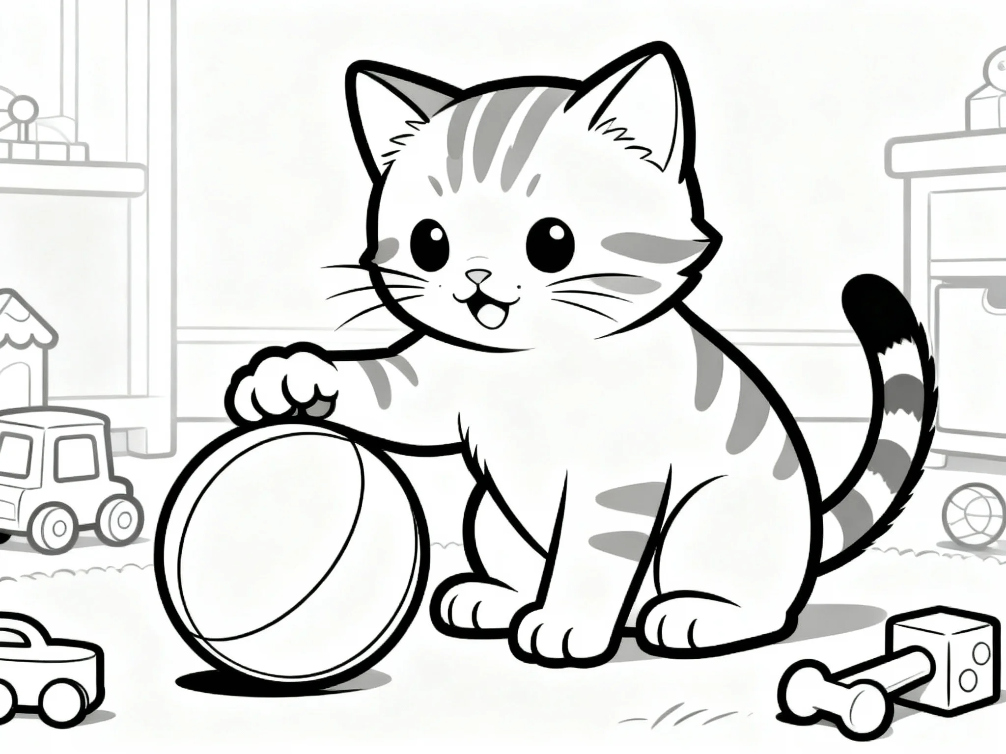 Playful Kitten with Ball