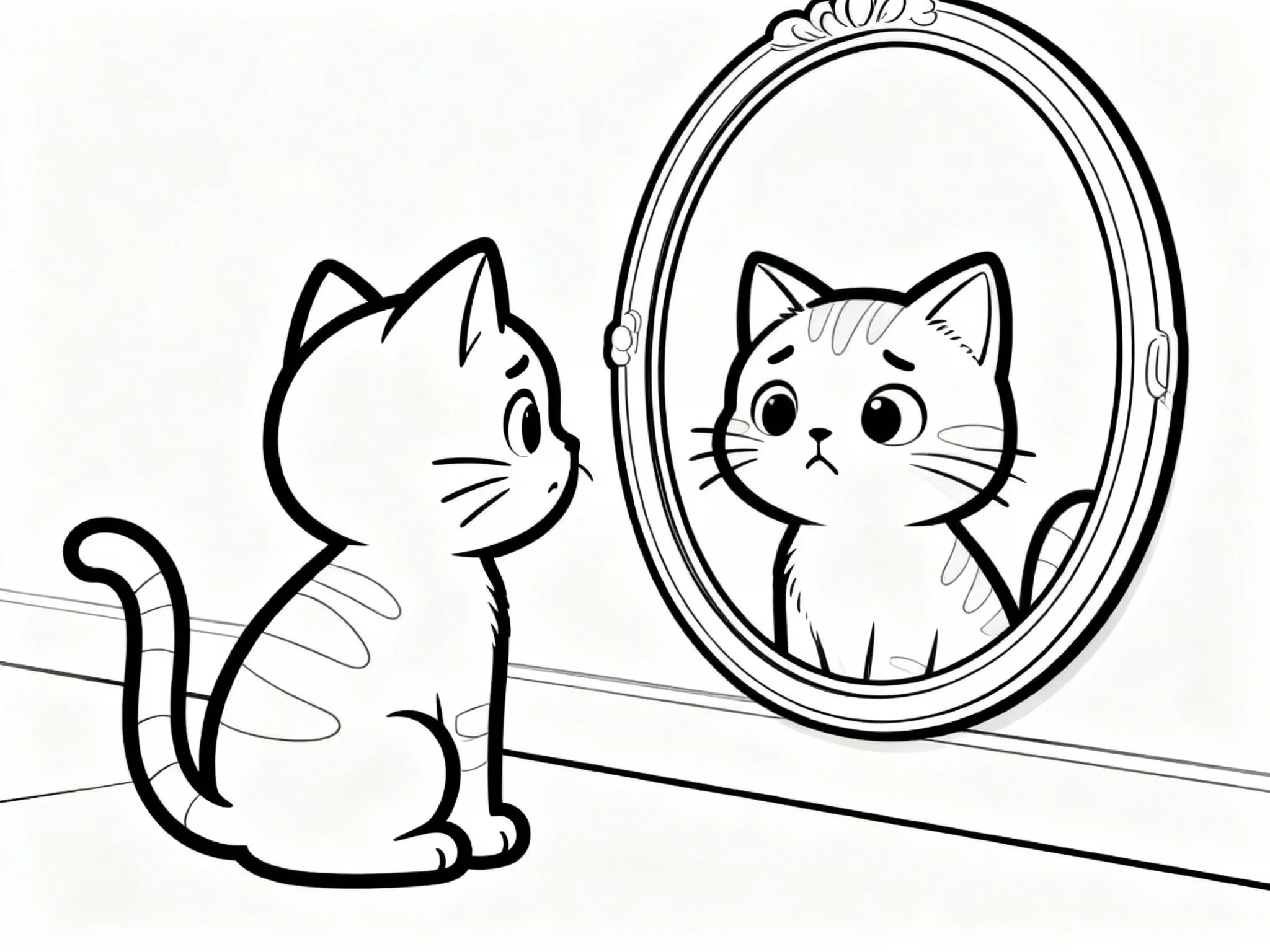 Kitten Looking in Mirror