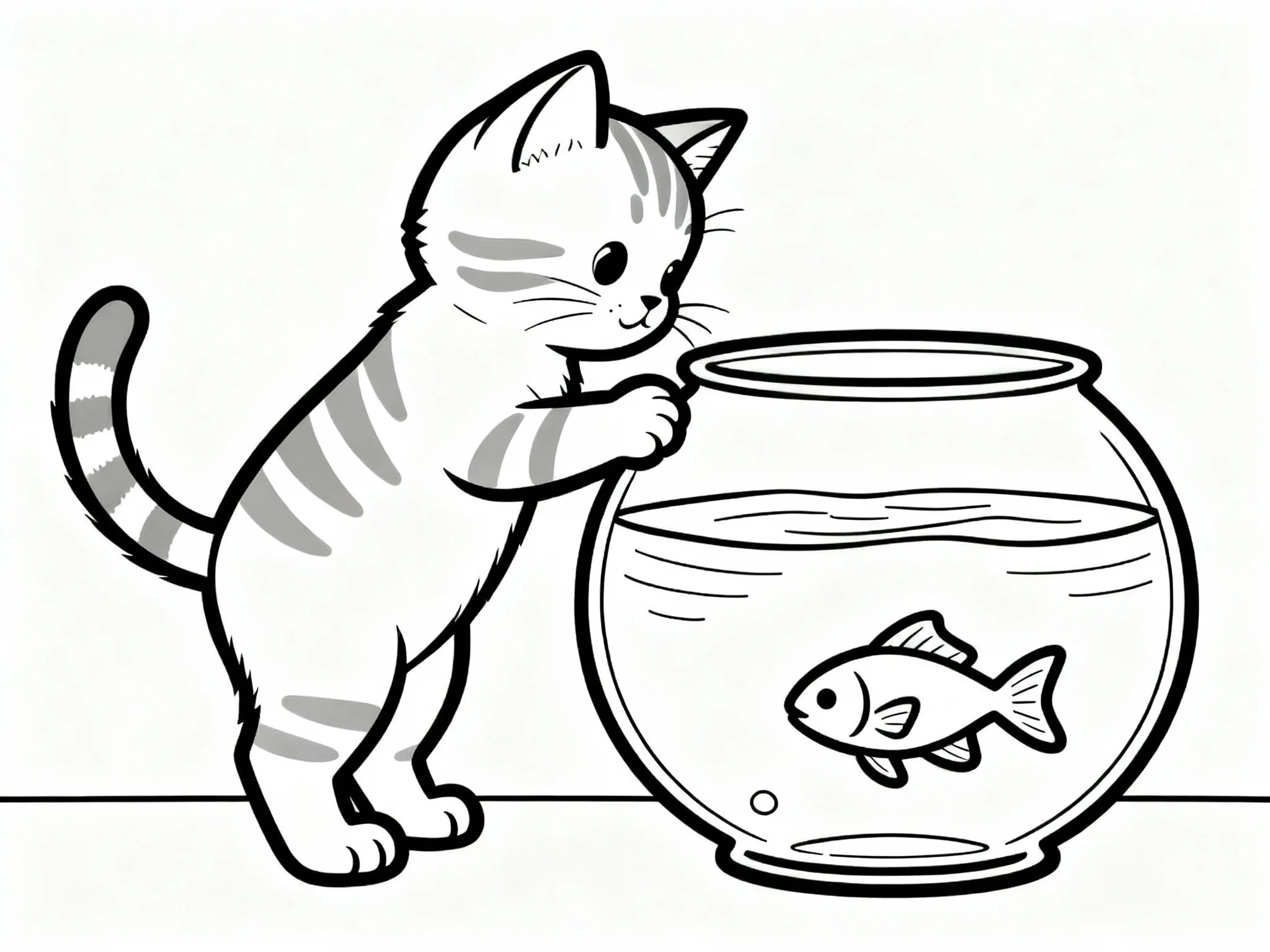 Kitten with Fish Bowl