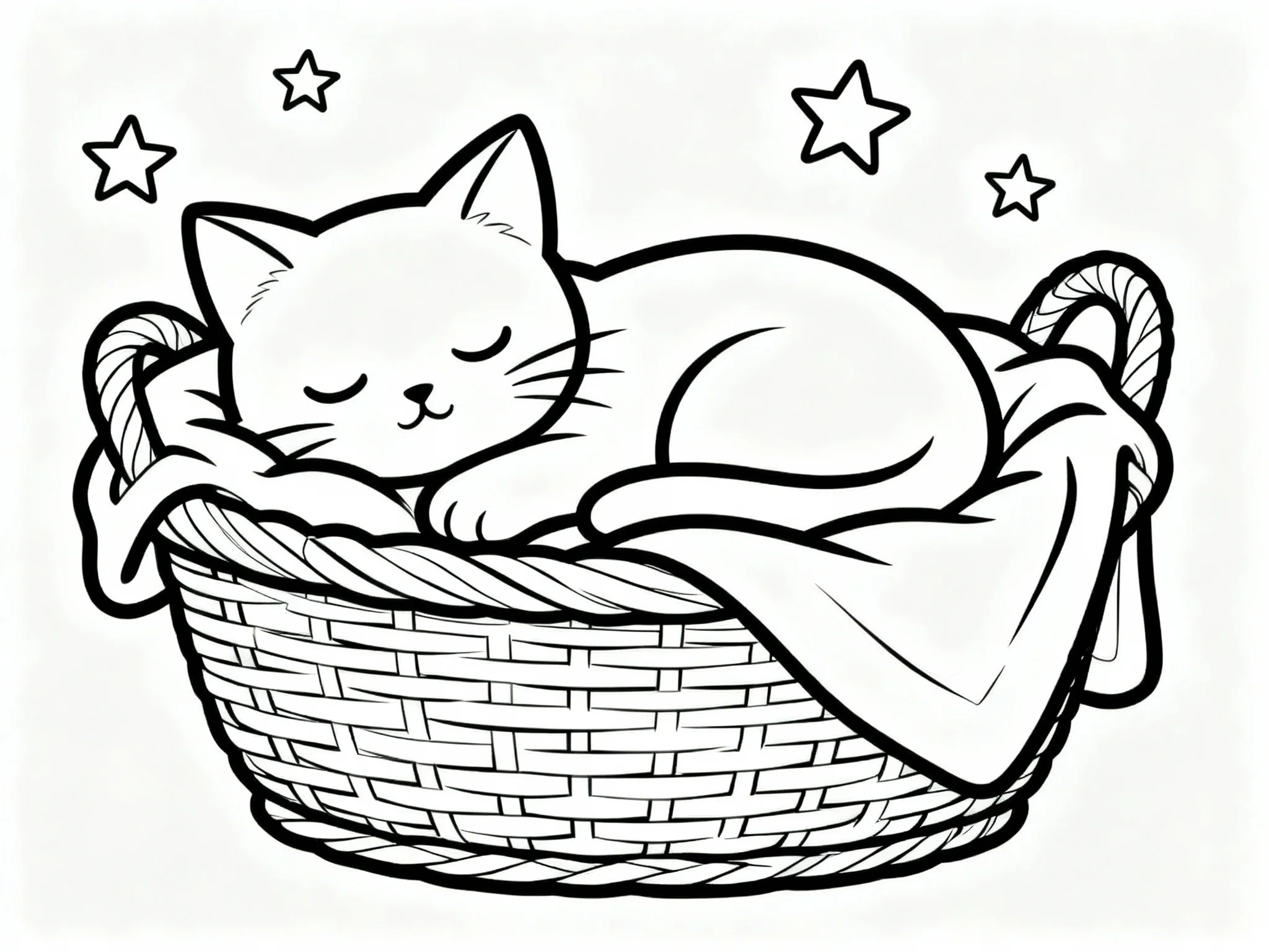 Kitten Sleeping in Basket