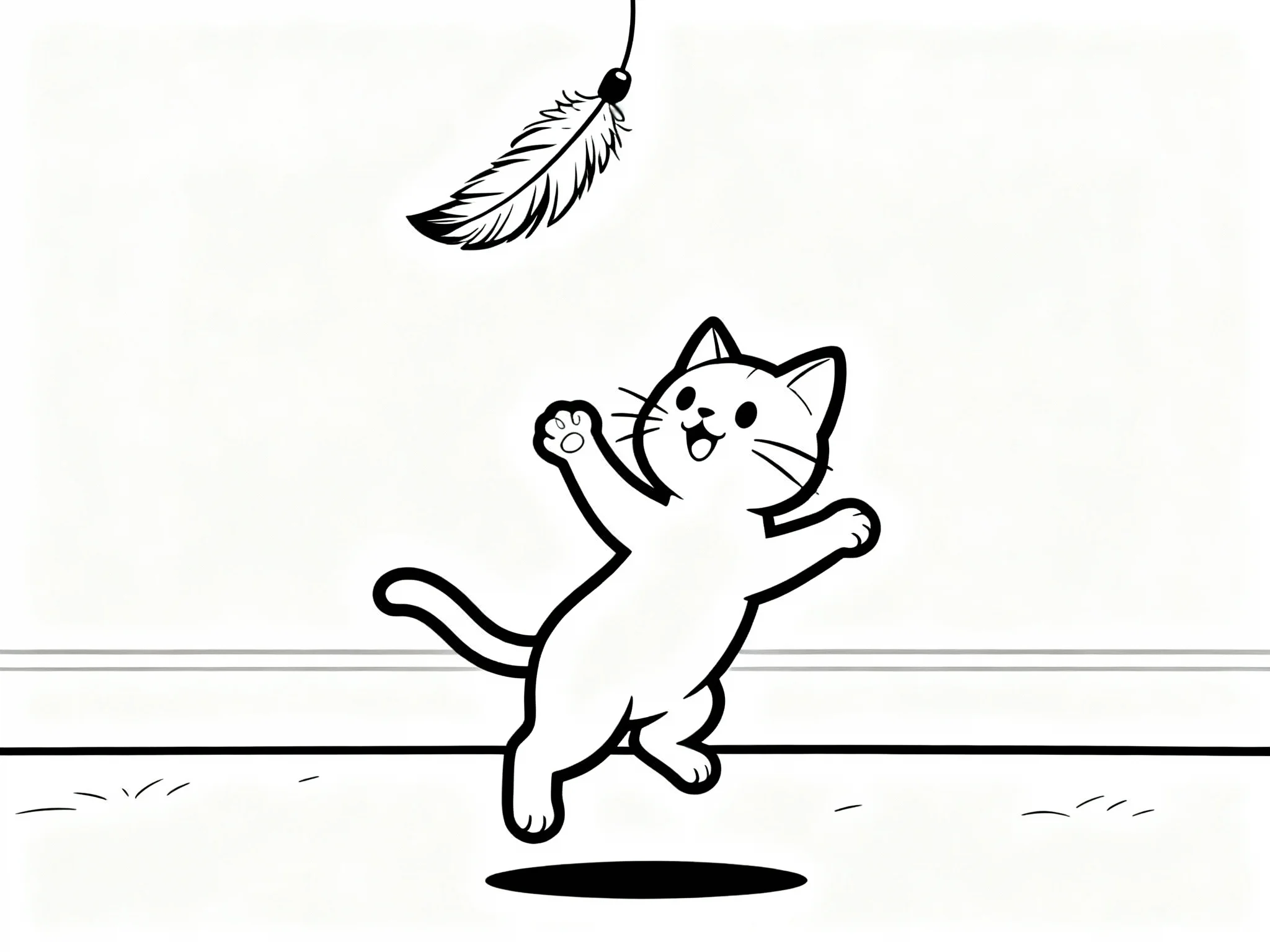 Kitten Playing with Feather