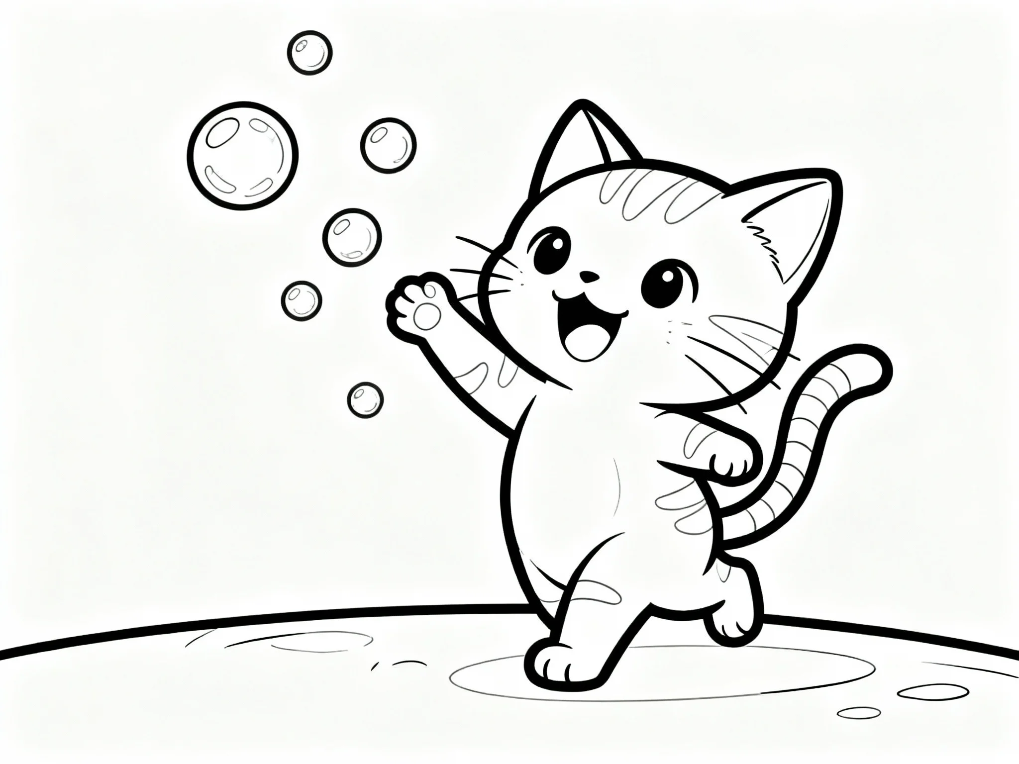 Kitten with Bubbles