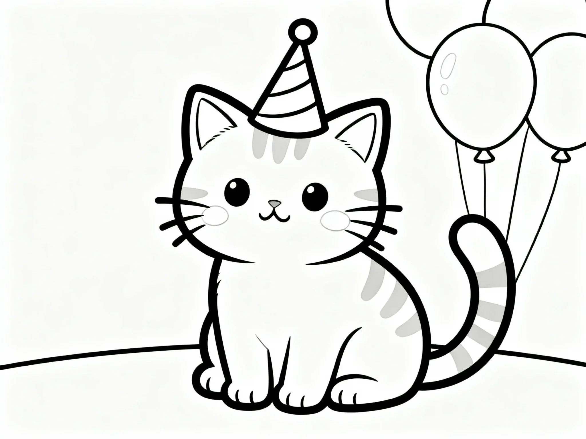 Kitten in Birthday Hat