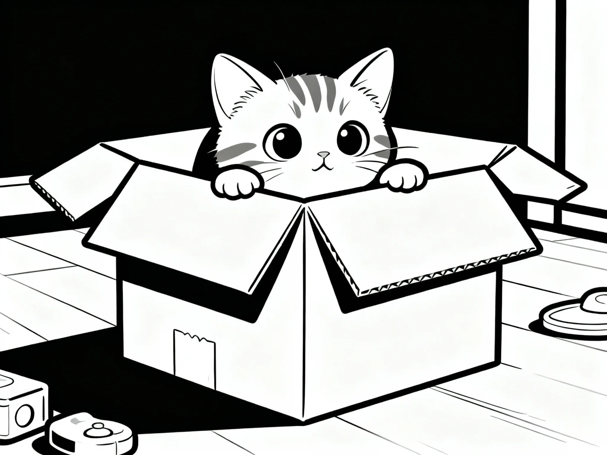 Kitten Peeking from Box