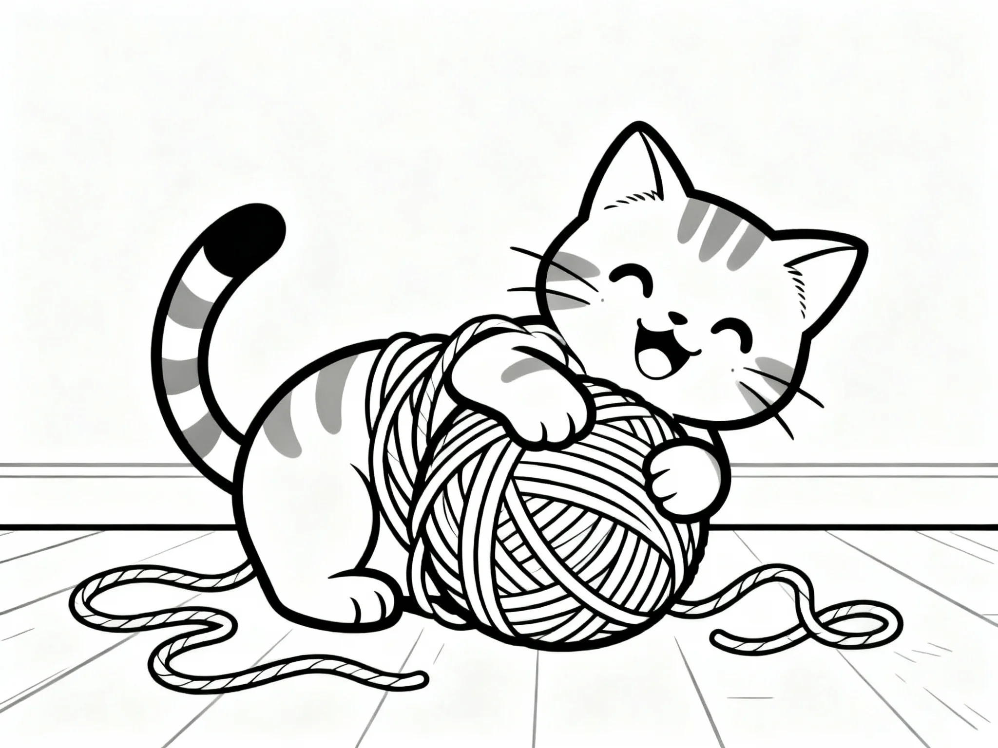 Kitten with Yarn Ball