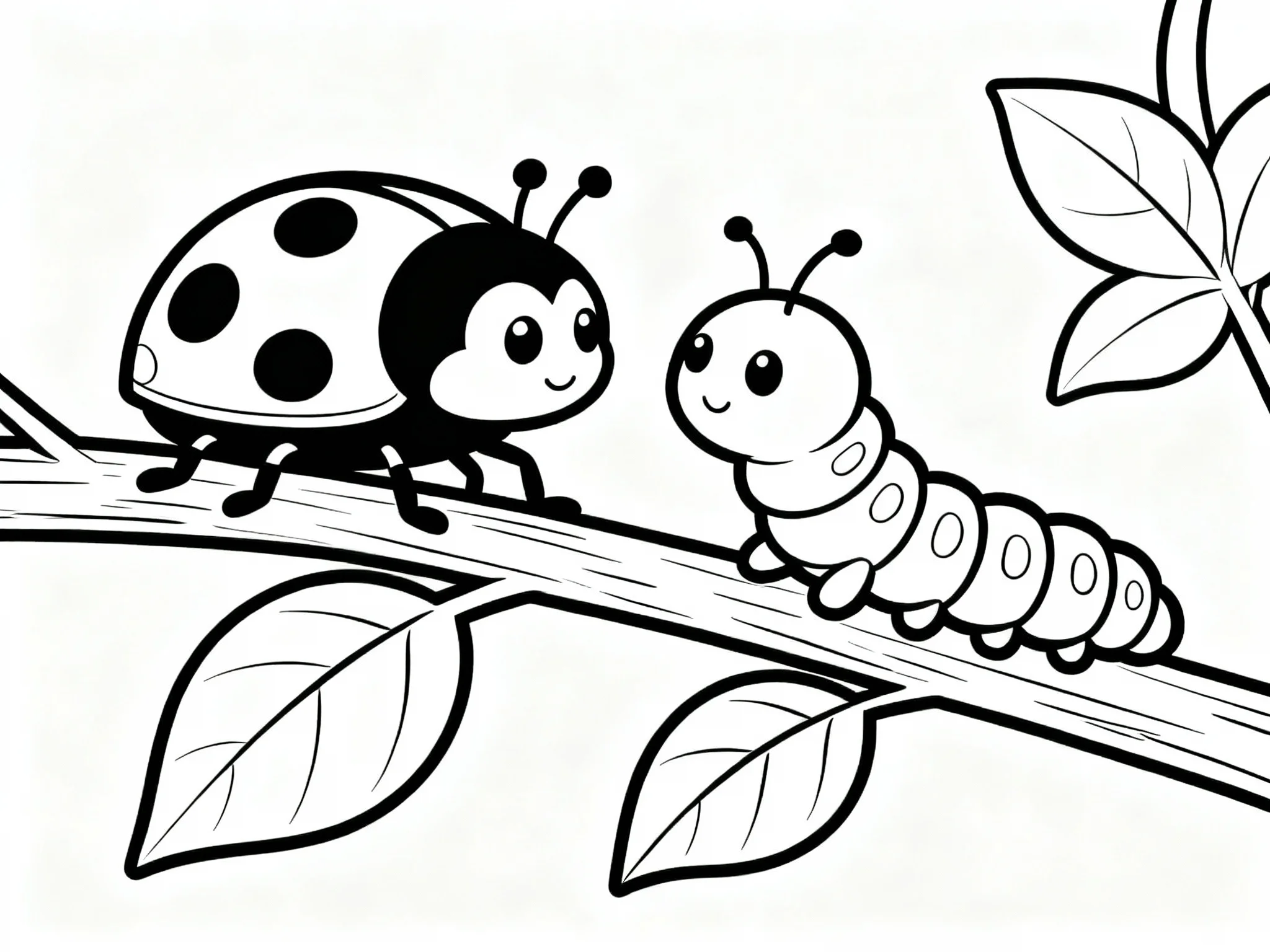 Ladybug with a Caterpillar