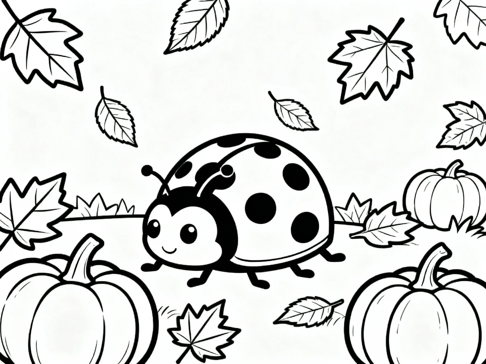 Ladybug Autumn Leaves