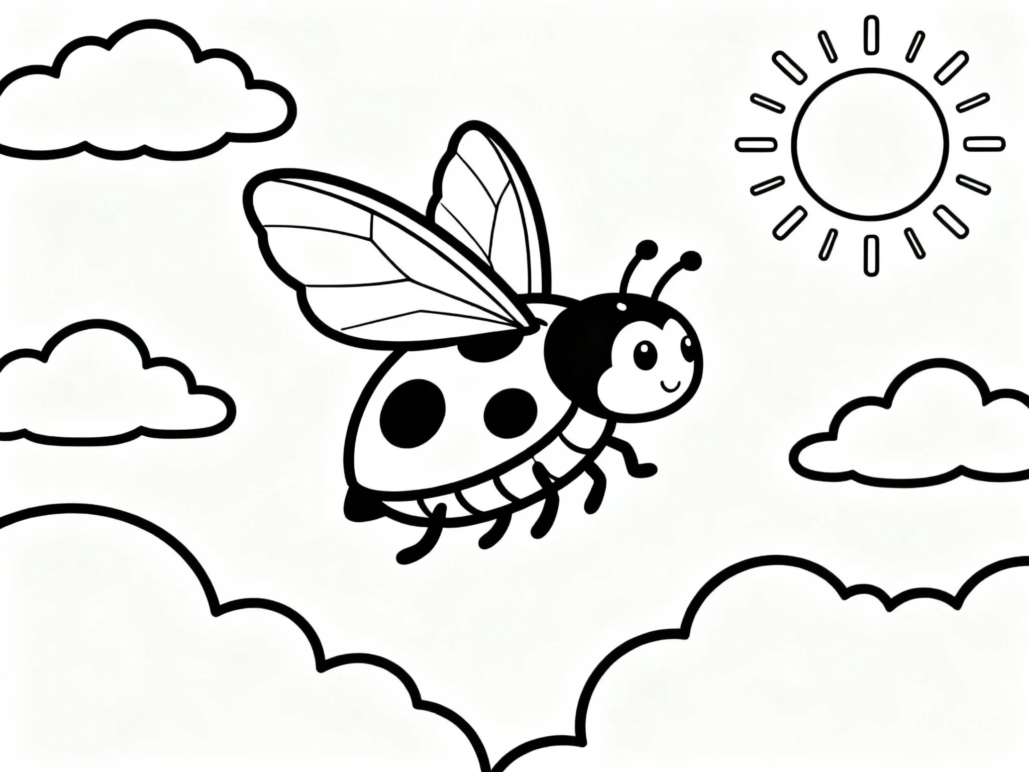 Ladybug Flying in the Sky
