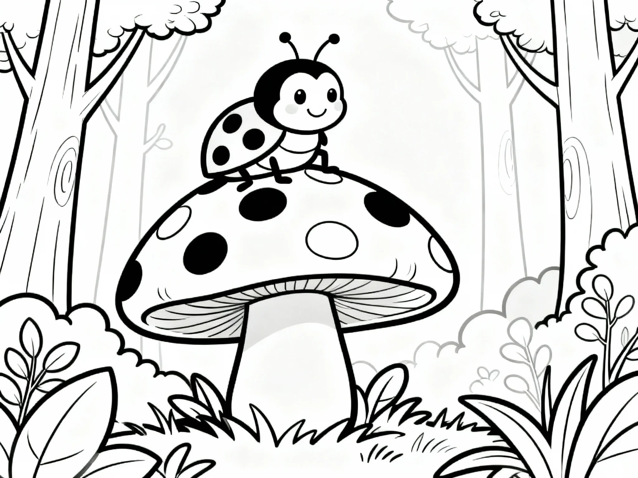 Ladybug on a Mushroom