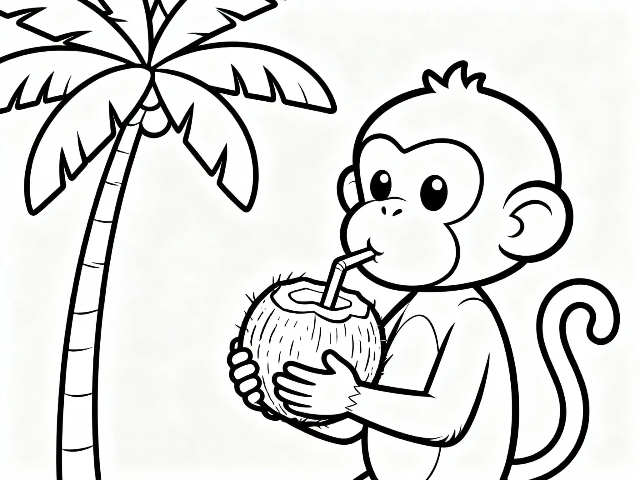 Monkey Eating Coconut