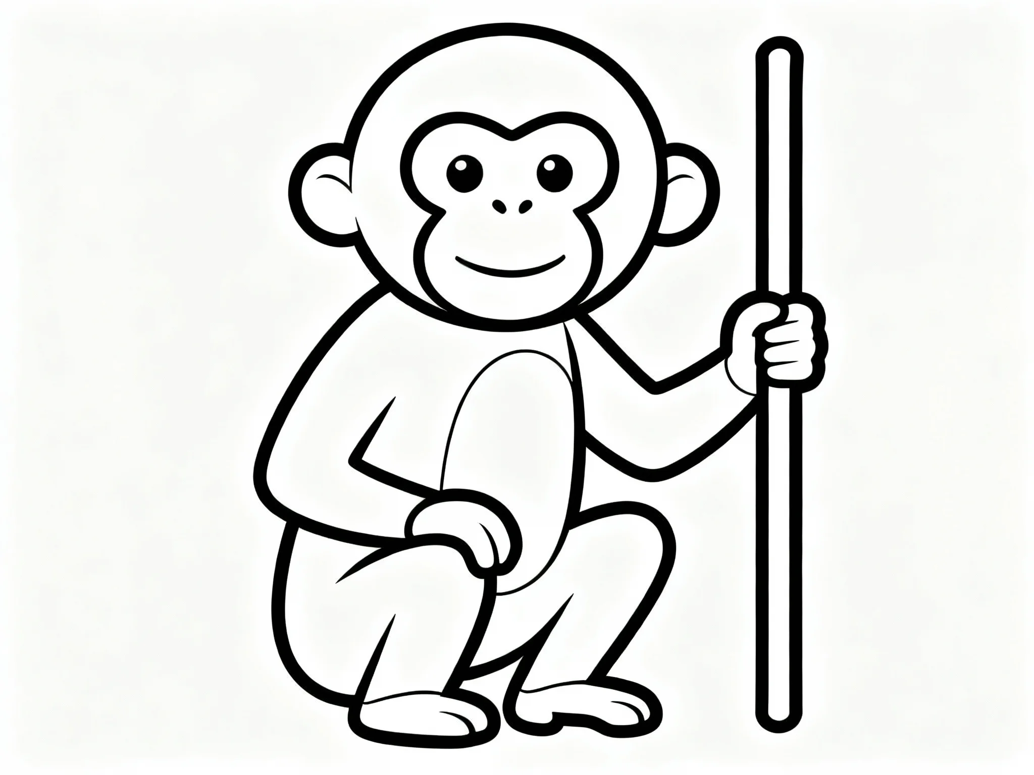 Monkey Holding Stick
