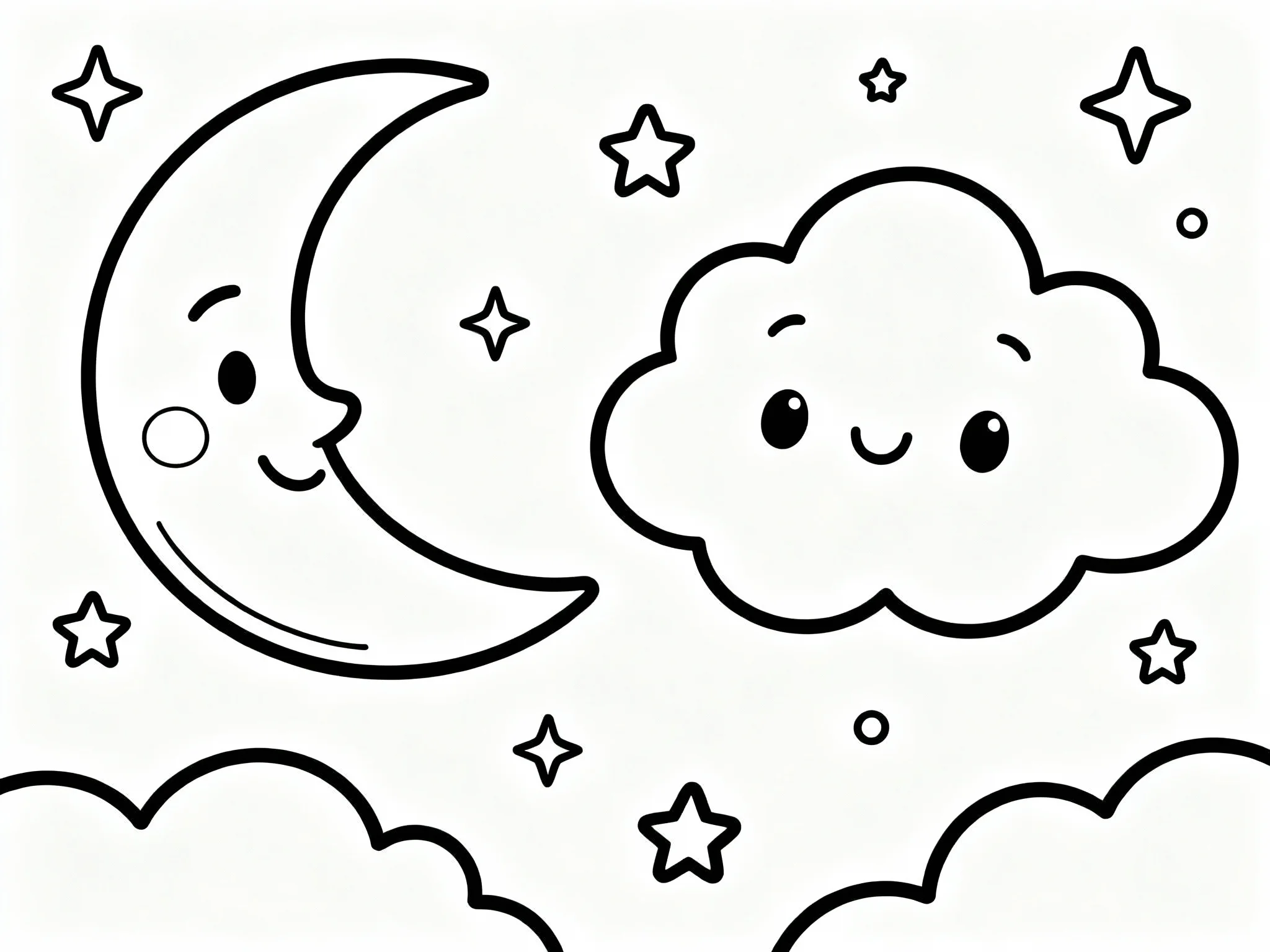 Moon and Cloud Faces