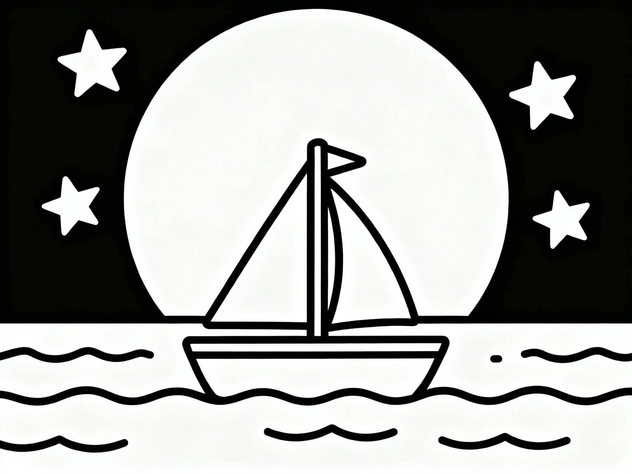 Moon and Sailboat
