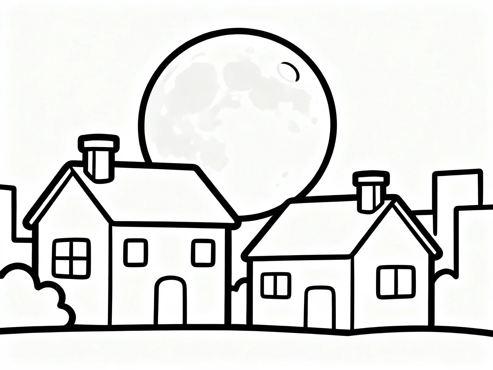 Moon and Simple Houses