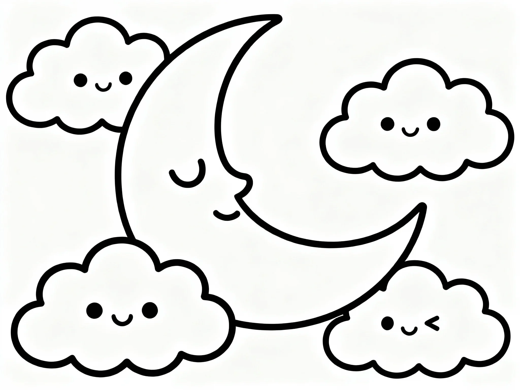 Moon and Clouds Faces