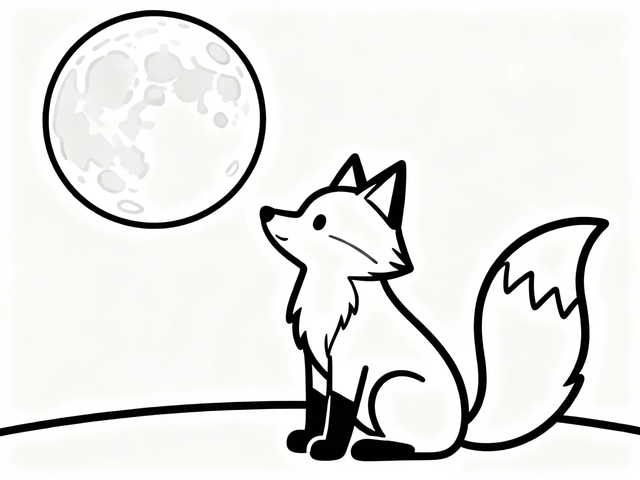 Moon and Sitting Fox