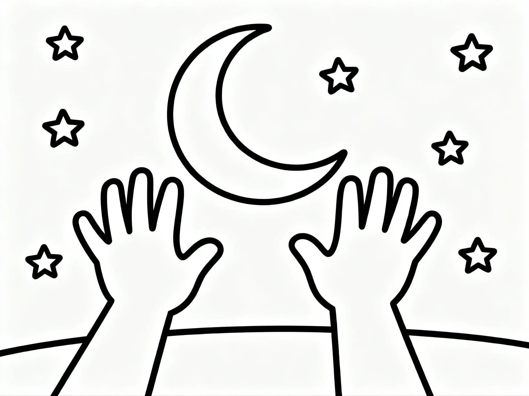 Moon and Simple Hands