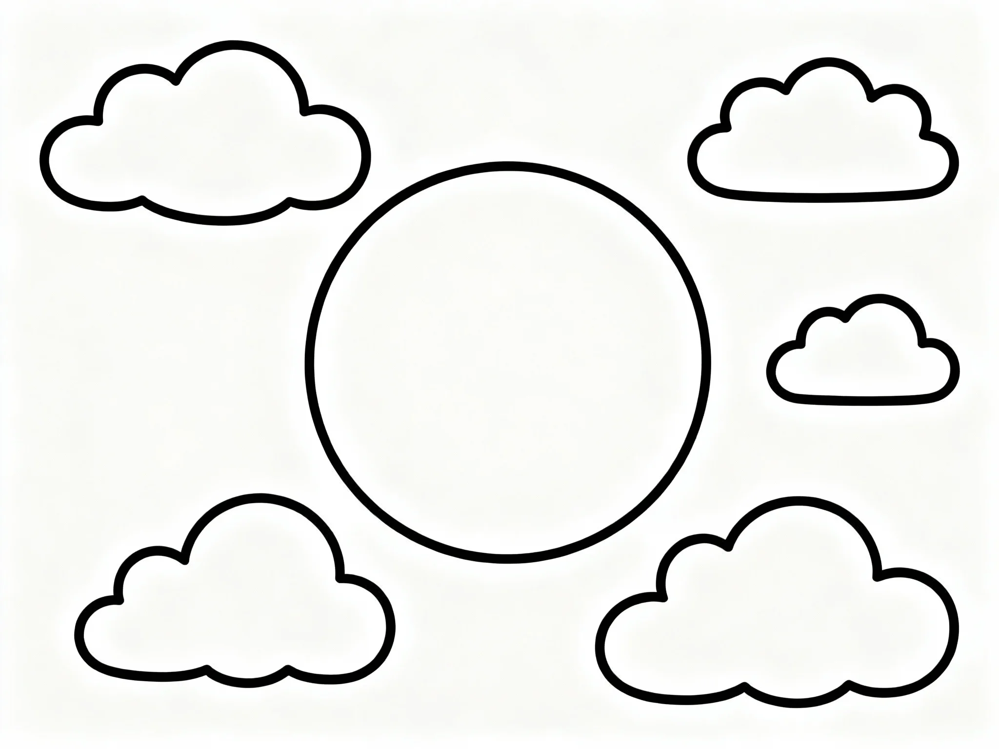 Moon and Simple Cloud Shapes