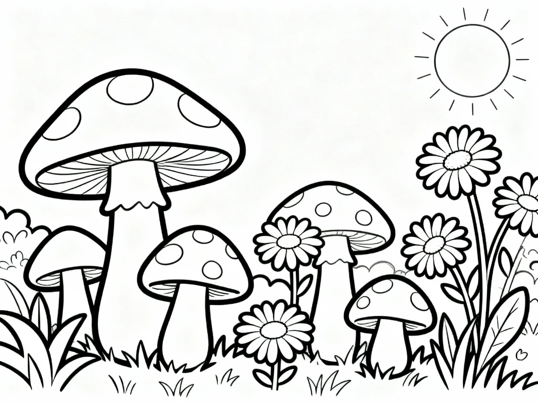 Mushrooms Among Daisies