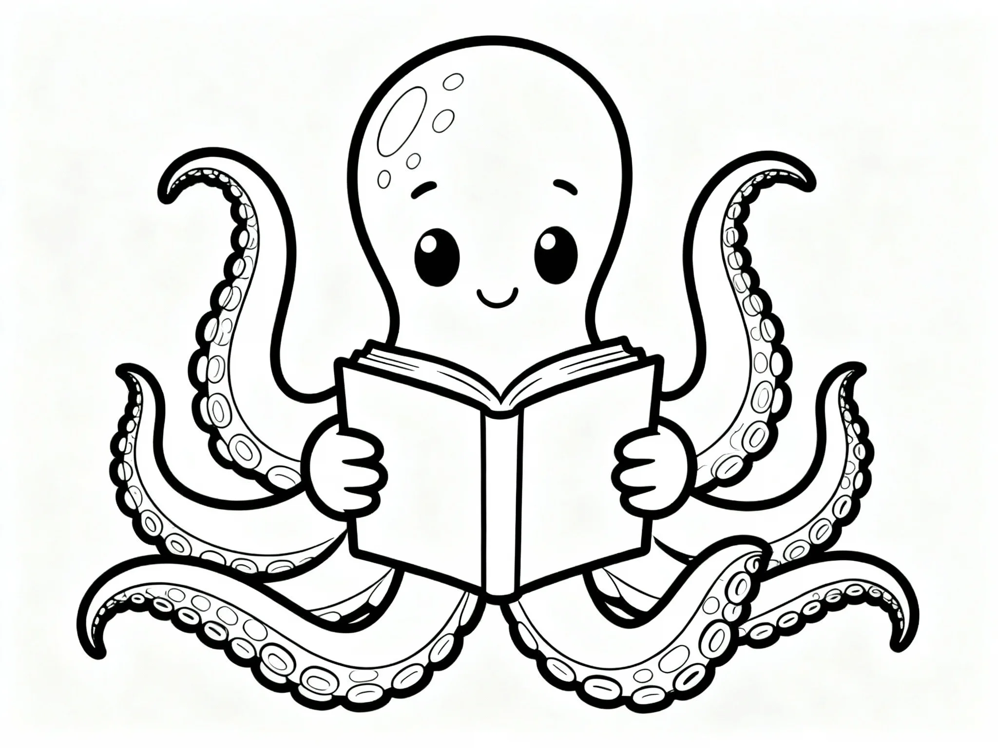 Octopus Reading a Book